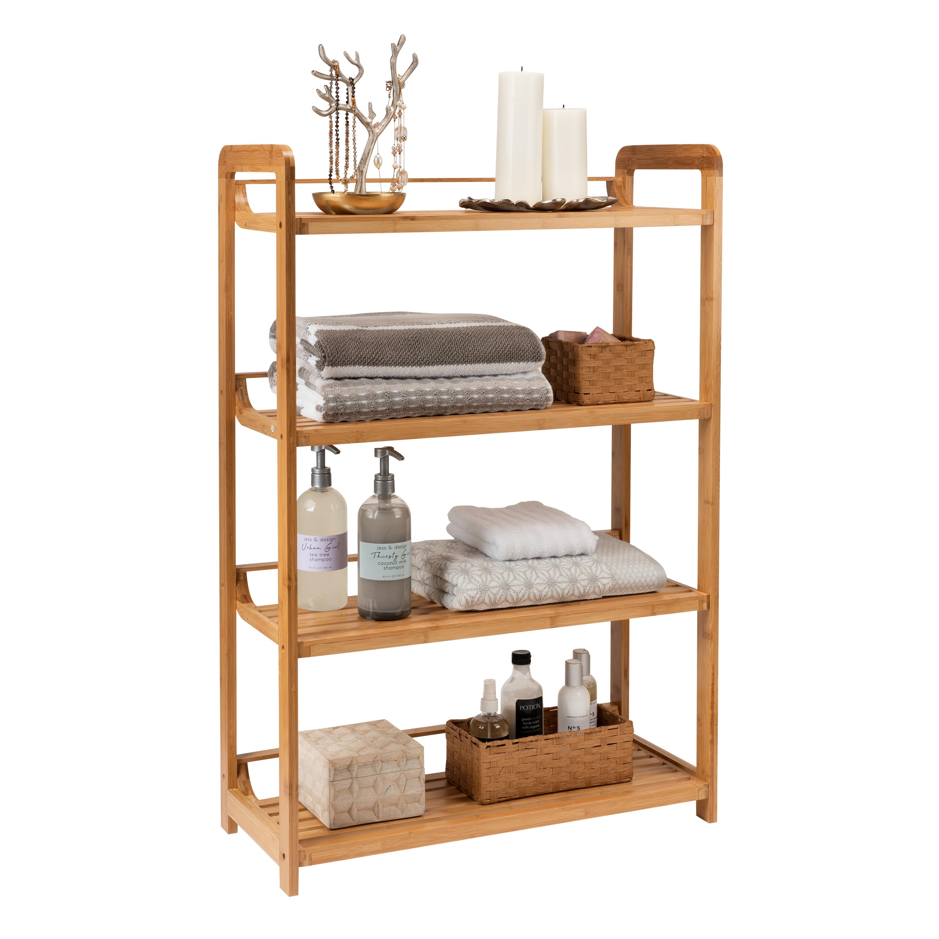 Organize It All Deluxe 4 Tier Bamboo Storage Shelf Unit