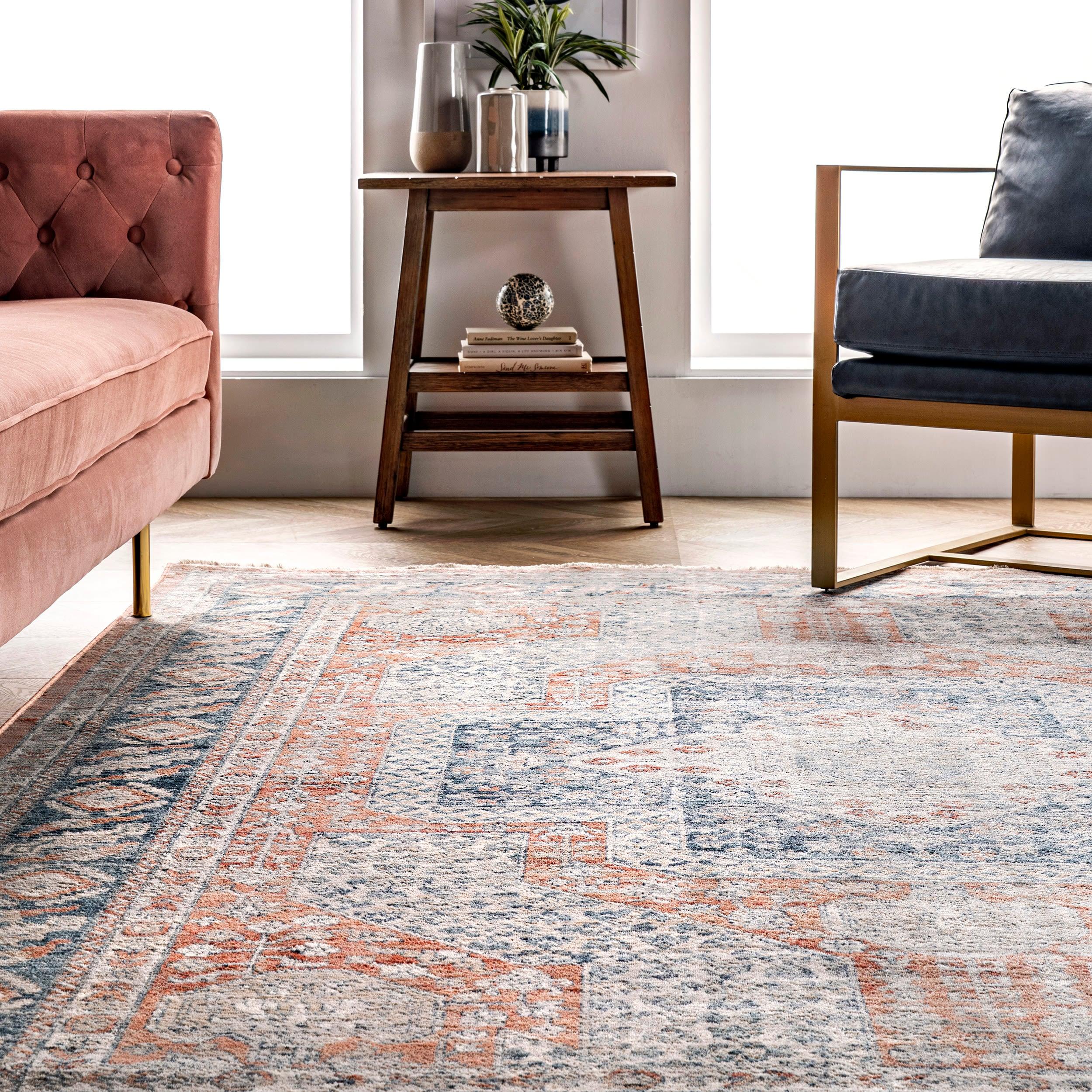 5'3"x7'3" Westlyn Faded Medallion Area Rug Rust - nuLOOM: Classic Low Pile Indoor Rectangle, Polypropylene, Cotton Backing