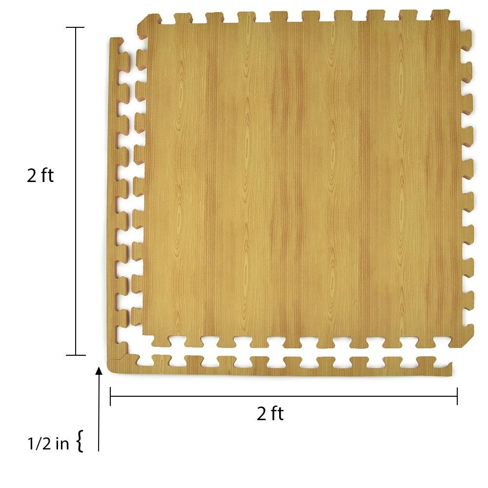 Greatmats Wood Grain Interlocking Wood Look Reversible Foam Tiles 1/2 Inch x 2x2 Ft. Light Wood/Tan 15 Pack