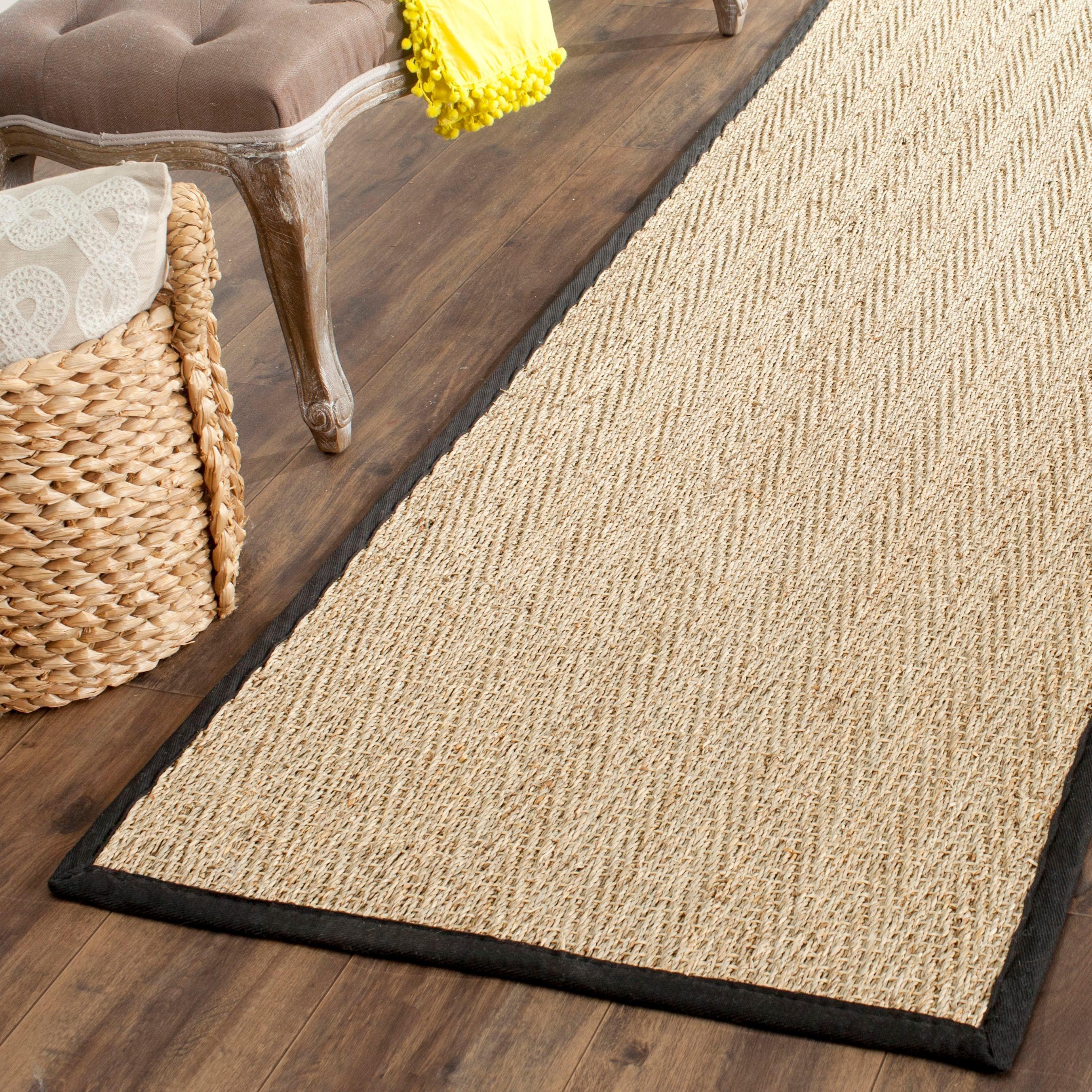 Natural Fiber NF115 Power Loomed Runner Rug - Natural/Black - 2'6"x20' - Safavieh.