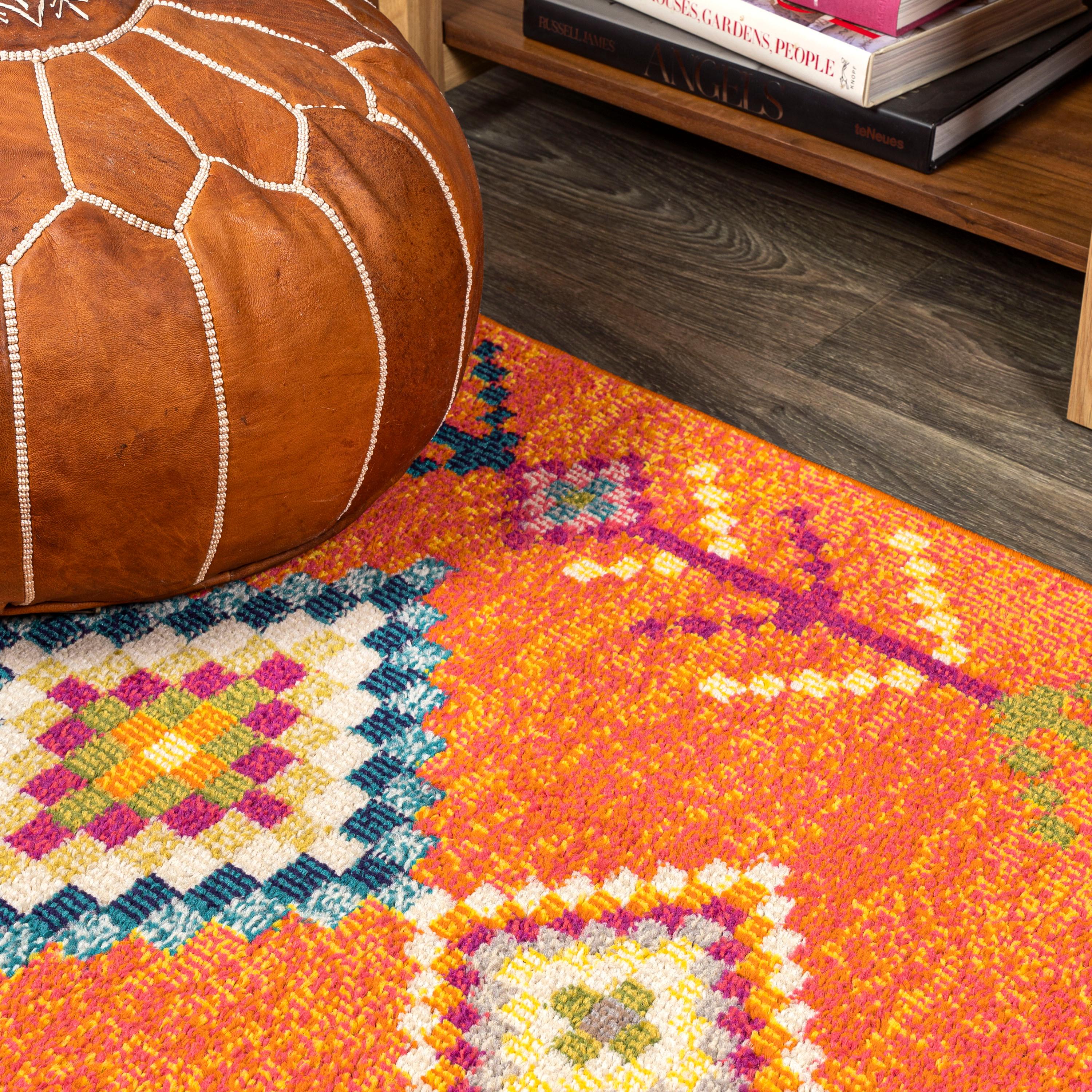 JONATHAN Y Love Geometric Orange/Multi 2 ft. x 8 ft. Runner Rug