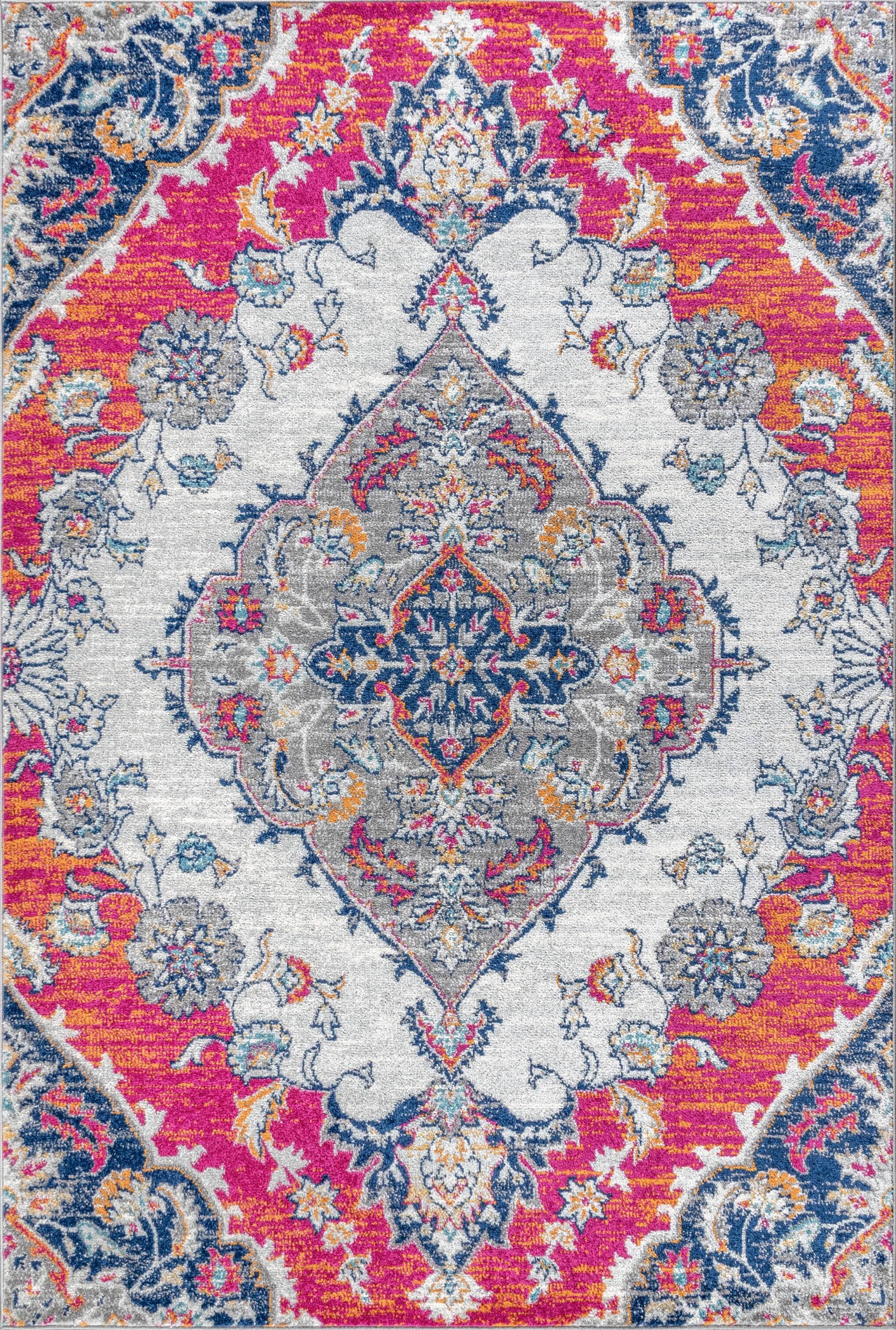 JONATHAN Y Bohemian FLAIR Boho Vintage Medallion Blue/Multi 3 ft. x 5 ft. Area Rug