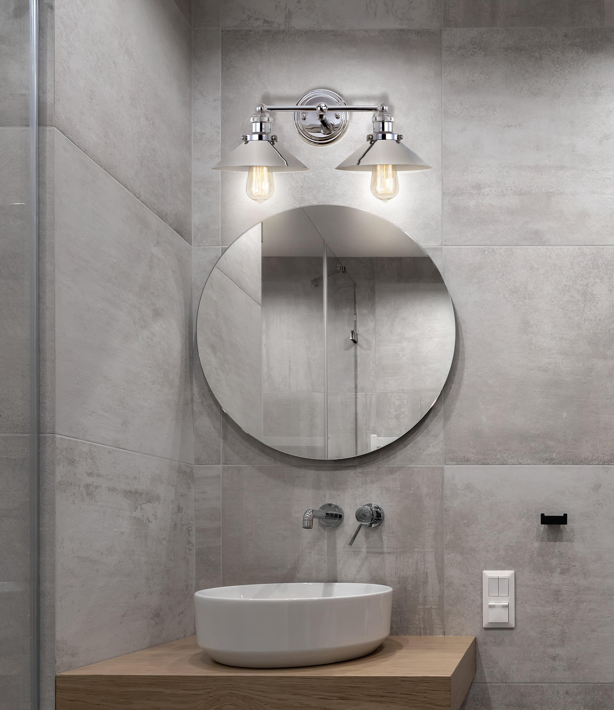 17.5" Metal June Vanity Wall Light Silver - JONATHAN Y: Chrome Finish, Industrial Style, ETL Listed, 2-Light Fixture
