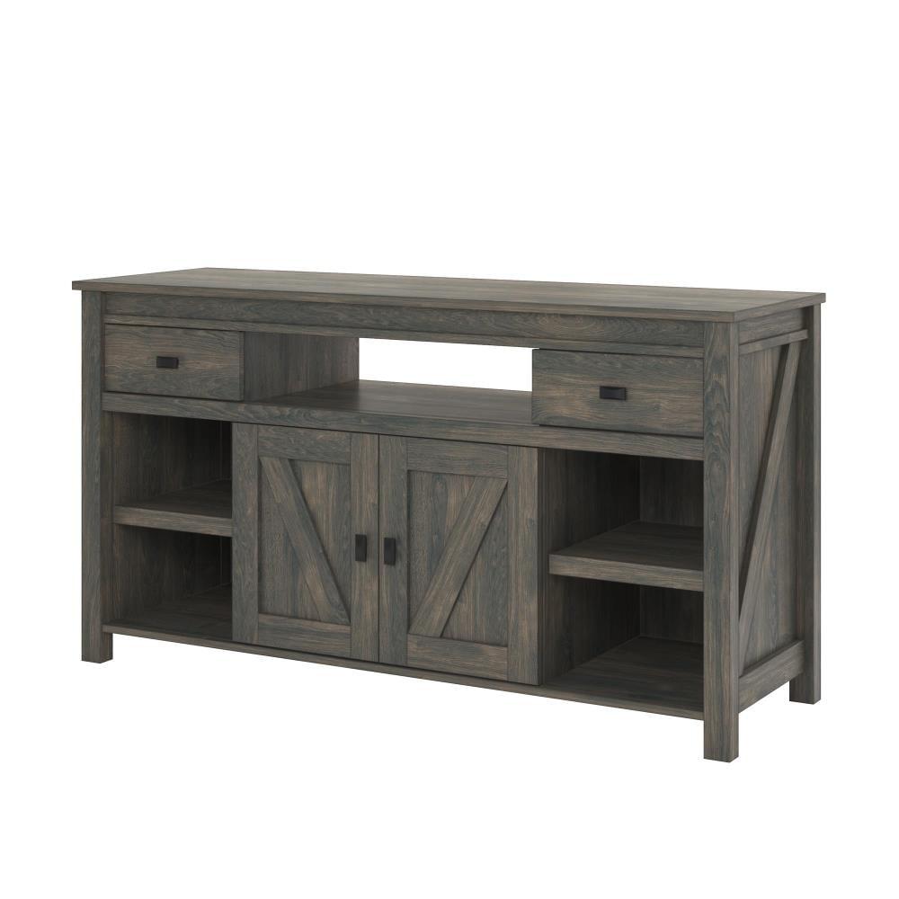 Farmington Gray Weathered Oak TV Stand with Cabinet for 60" TVs