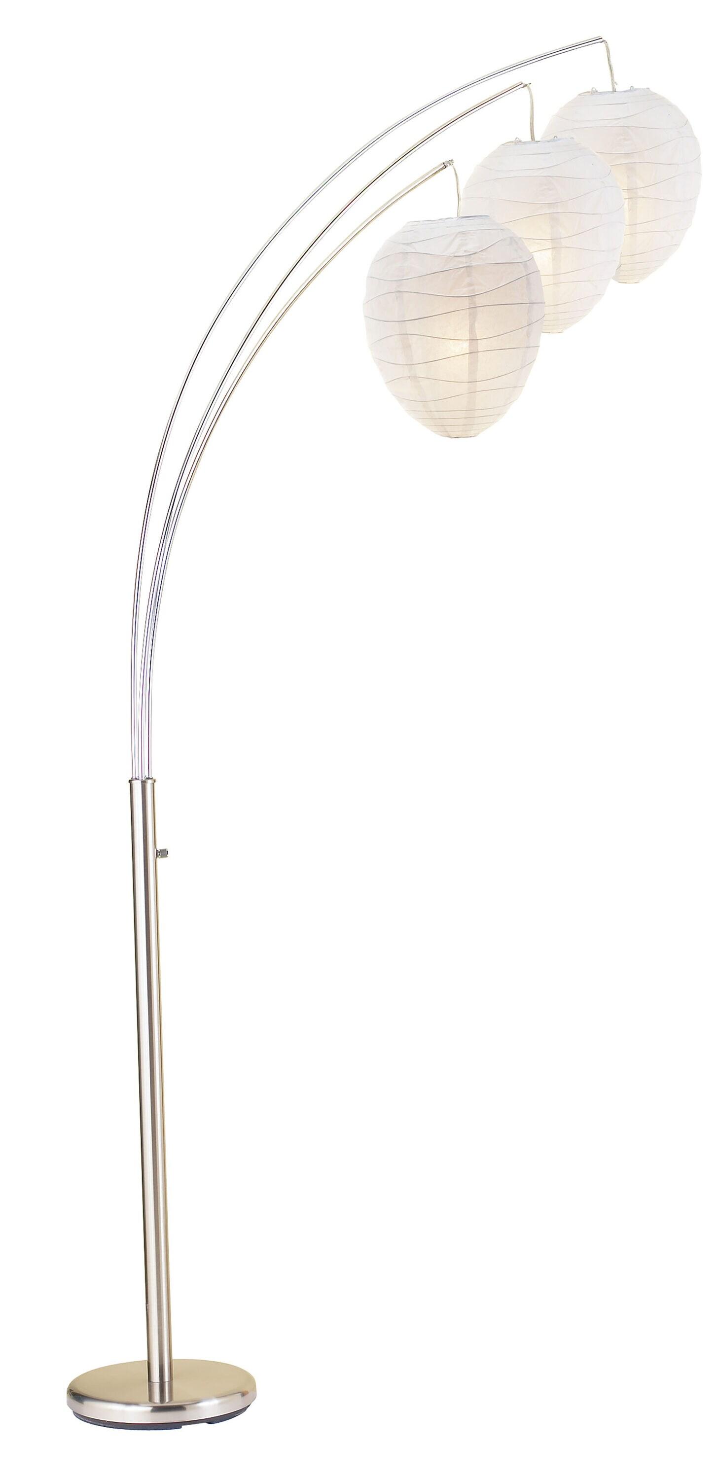 Belle Arc Lamp Silver - Adesso: Chrome Poles, White Rice Paper Lanterns, Multi-Head, ETL Listed