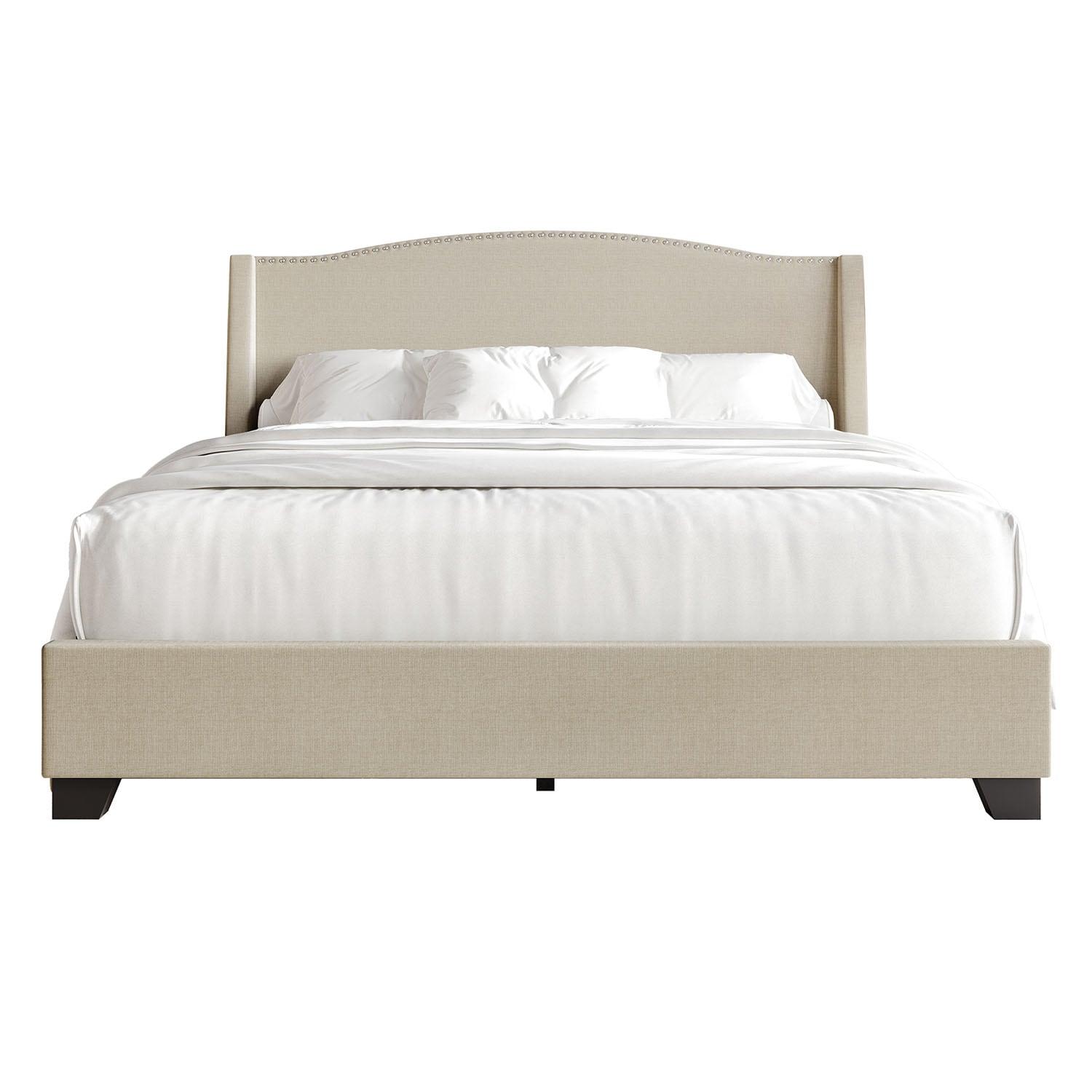 ChaletPosh Full Size Platform Bed with Storage Beige Linen