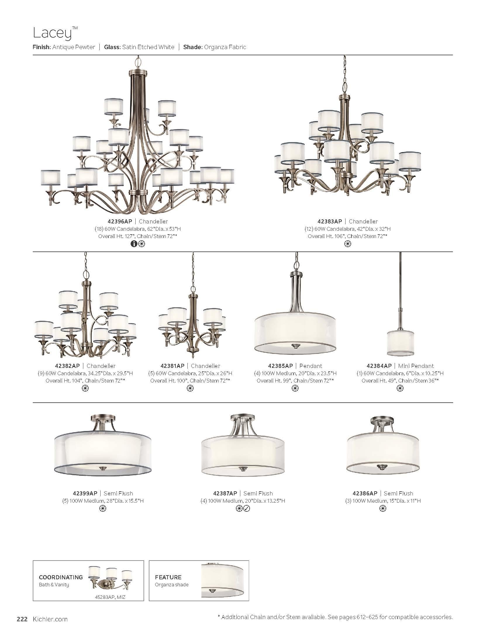Kichler Lighting Lacey 4 - Light Semi-Flush Mount in  Antique Pewter