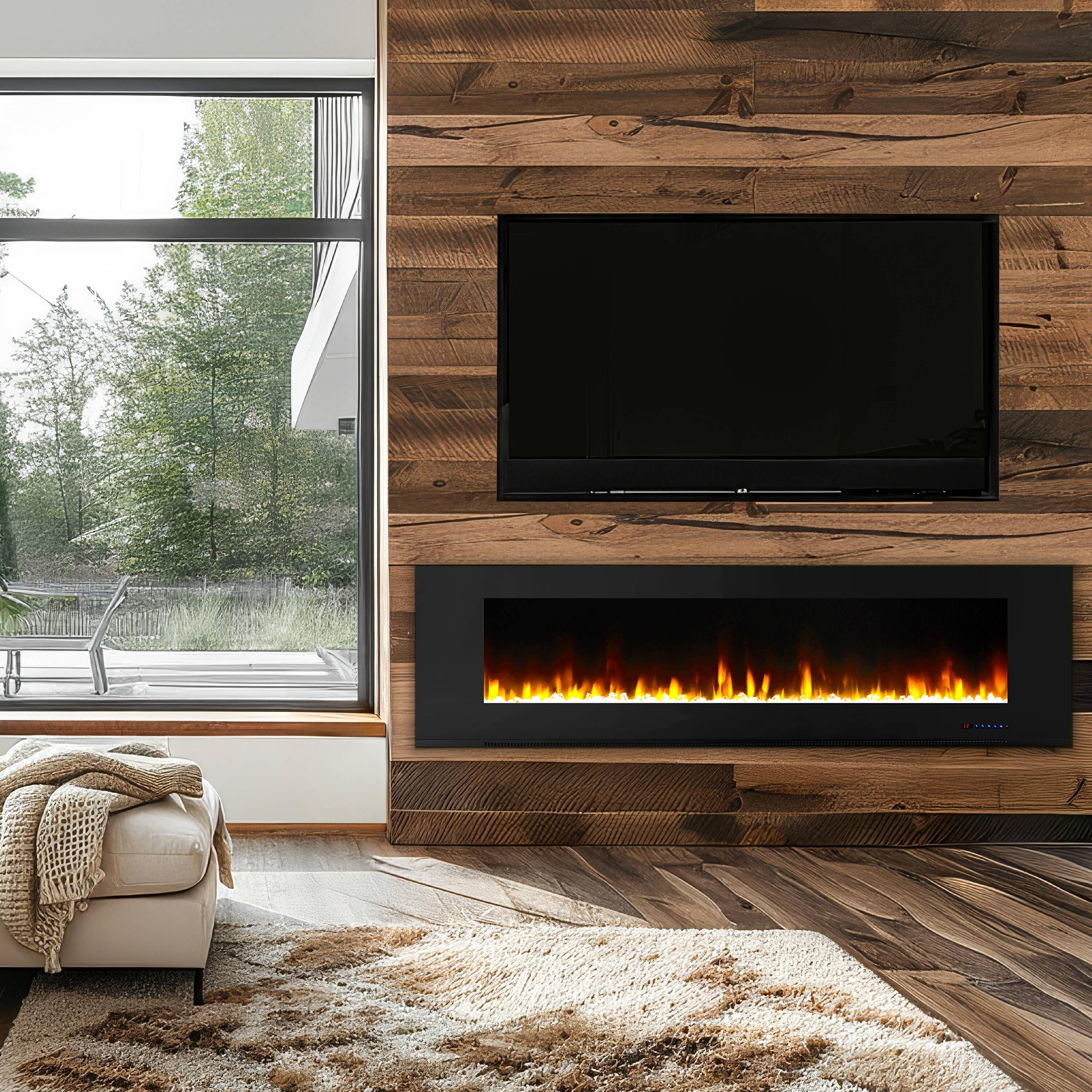 Cambridge Cambridge Wall Mount Electric Fireplace Heater with Remote Control for Indoor Use in Living Room, Bedroom, Home Office