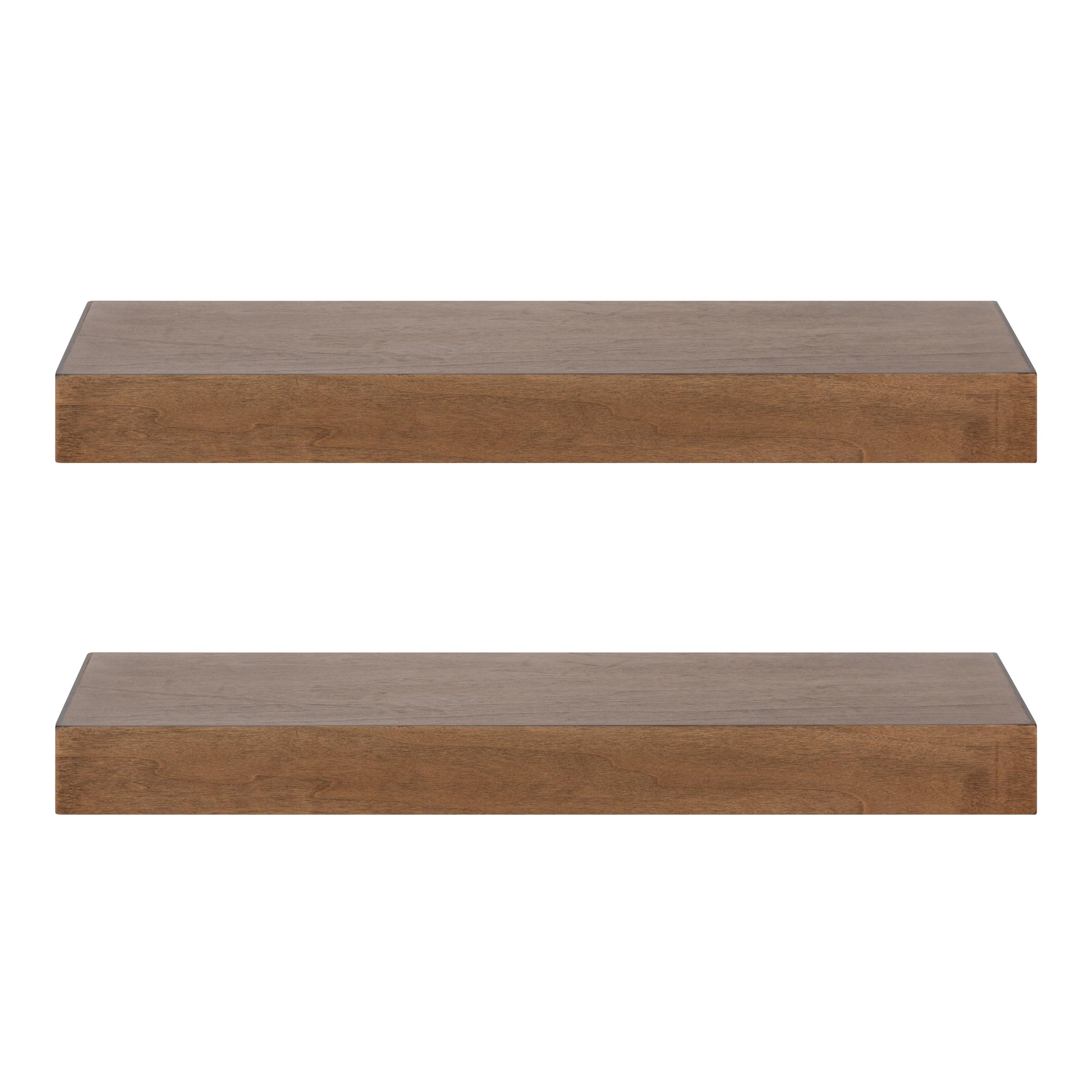 Kate & Laurel All Things Decor 2pc 24" Havlock Wood Shelf Set Rustic Brown: No Assembly, Open Design