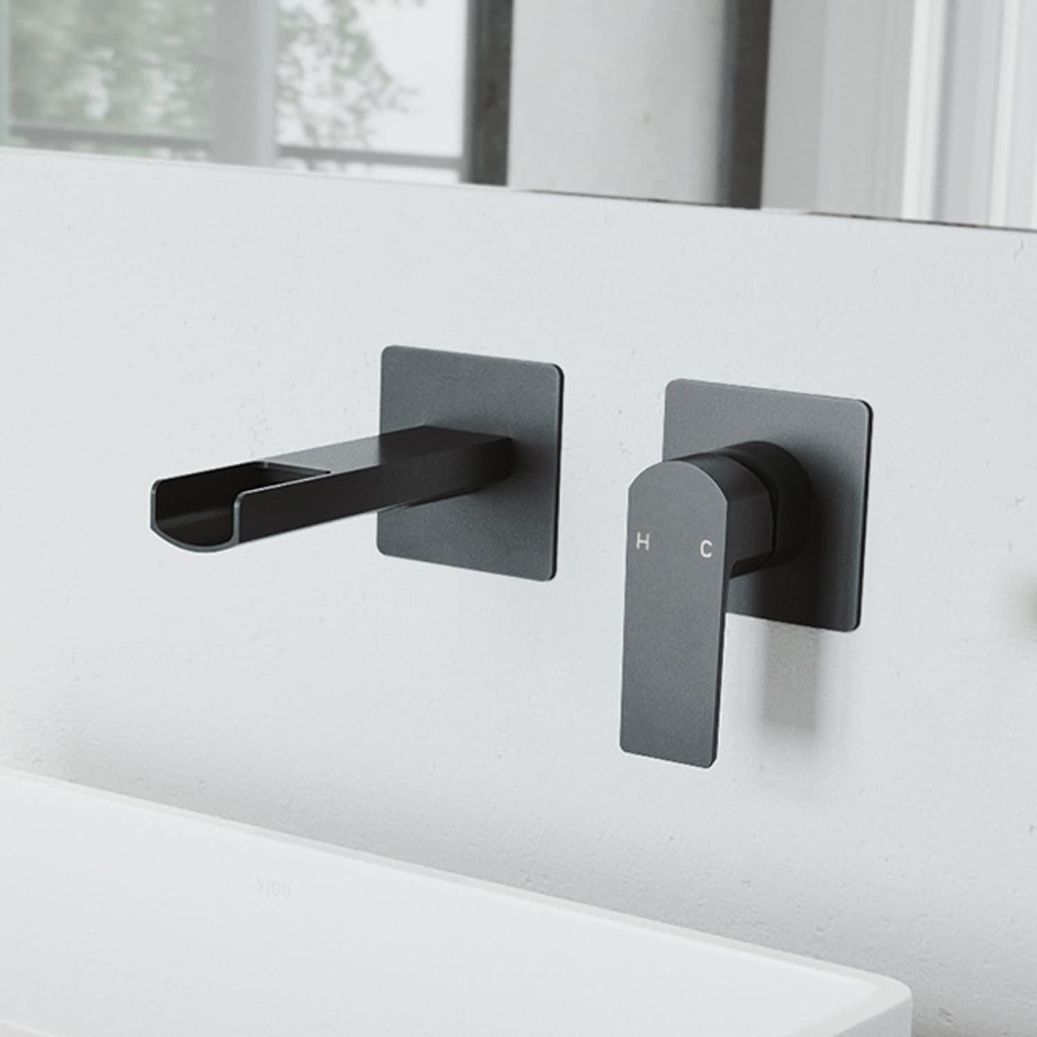 VIGO Atticus 5" H Single Handle WaterSense Wall Mount Bathroom Faucet VG05005MB