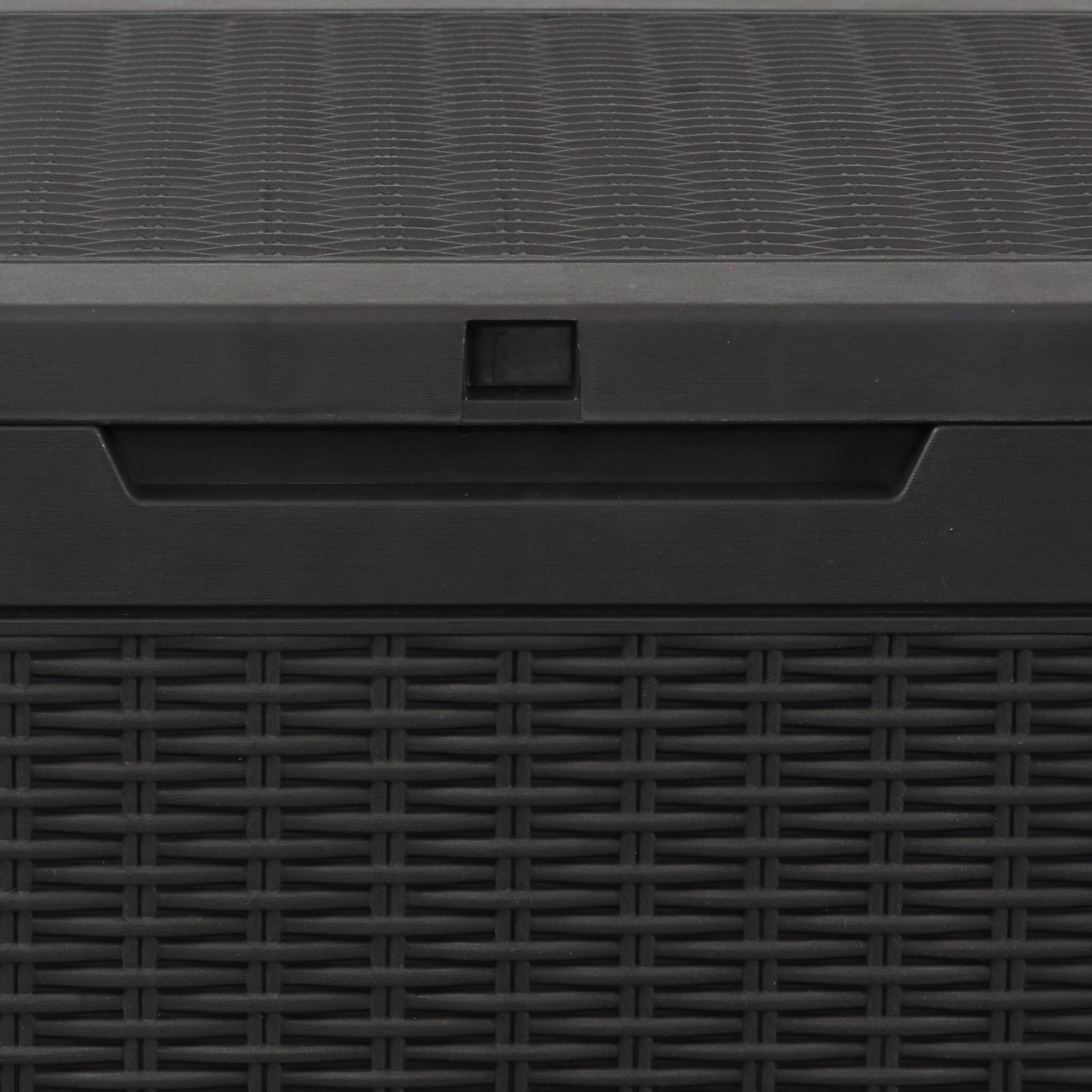 Sunnydaze Outdoor Deck and Patio Storage Box with Rattan Design - 100 Gal. - Phantom Gray