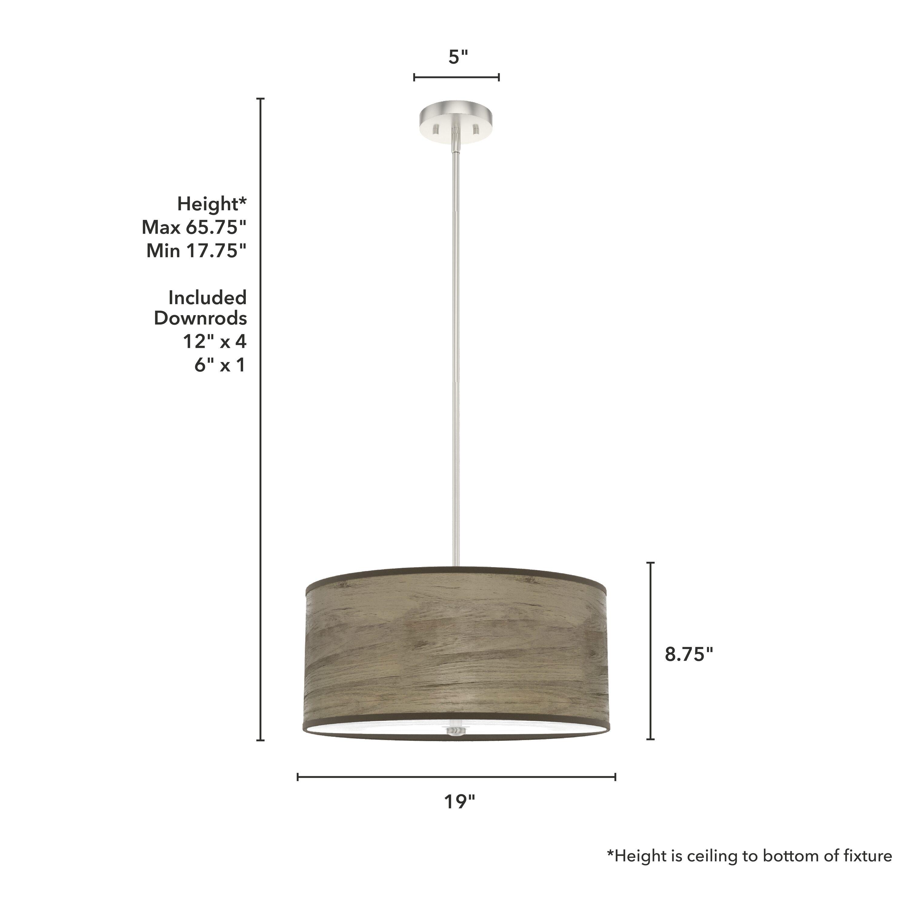 Solhaven Warm Grey Oak Drum Pendant with Nickel Accents