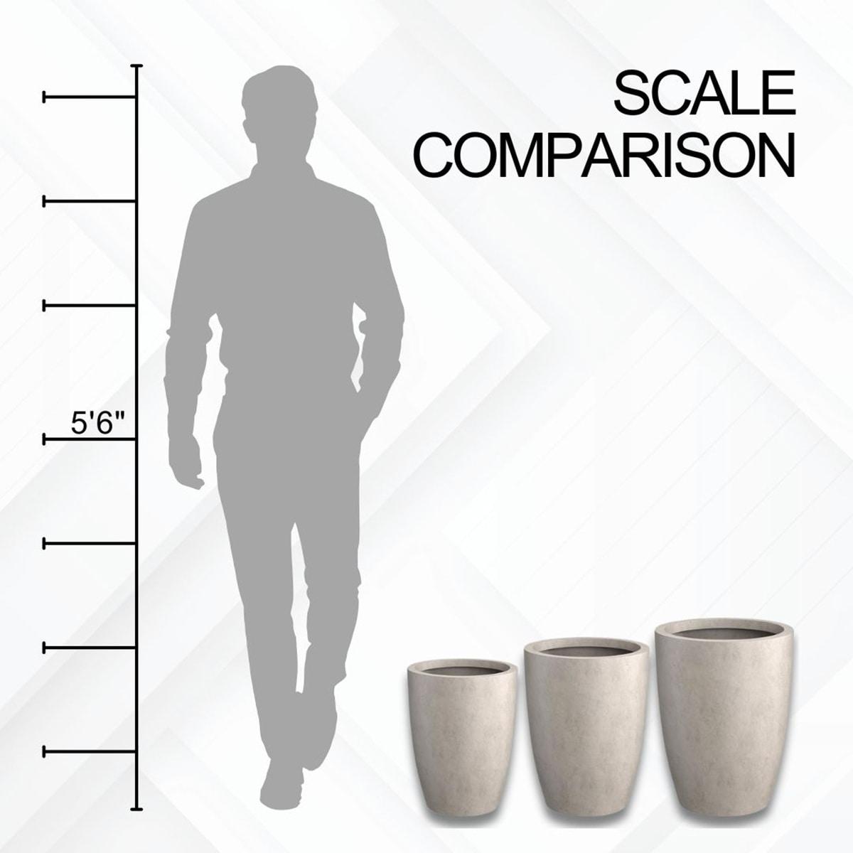 Rosemead Home & Garden 3pc Concrete Outdoor Planter Pots Beige