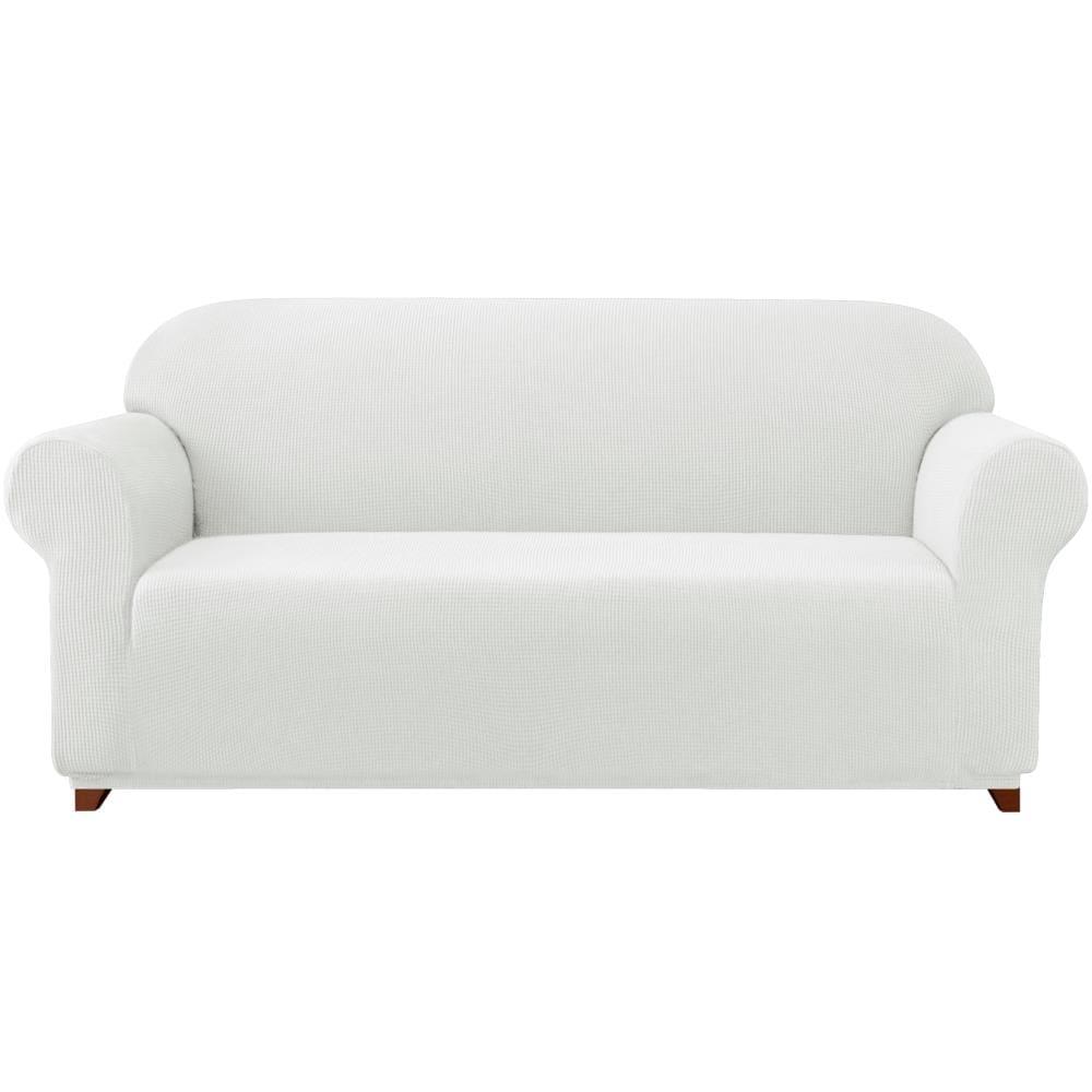 Subrtex Stretch 1-Piece Textured Grid Slipcover Sofa Cover, Off-white