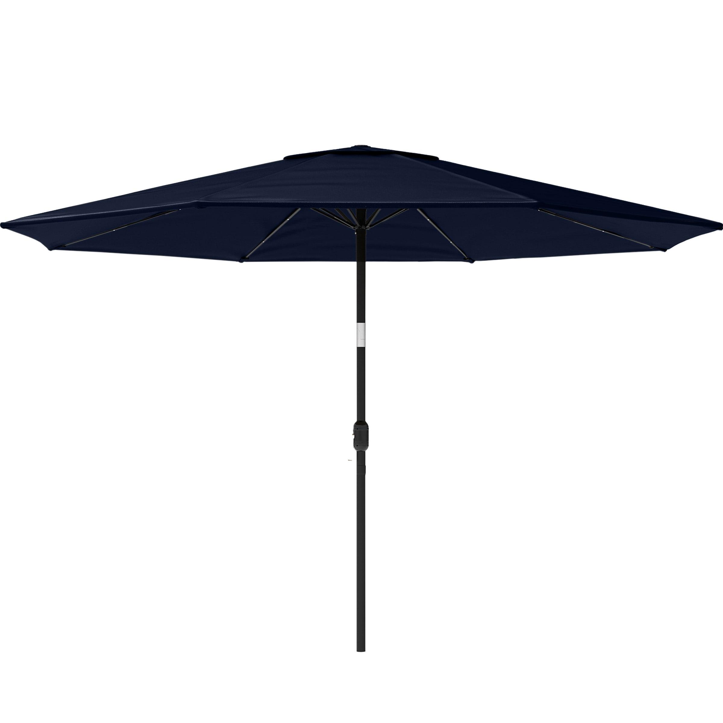 Pure Garden 10' Octagon Outdoor Patio Market Umbrella with Lights: UV Protection, Solar LED, Crank Handle, Push-Button Tilt