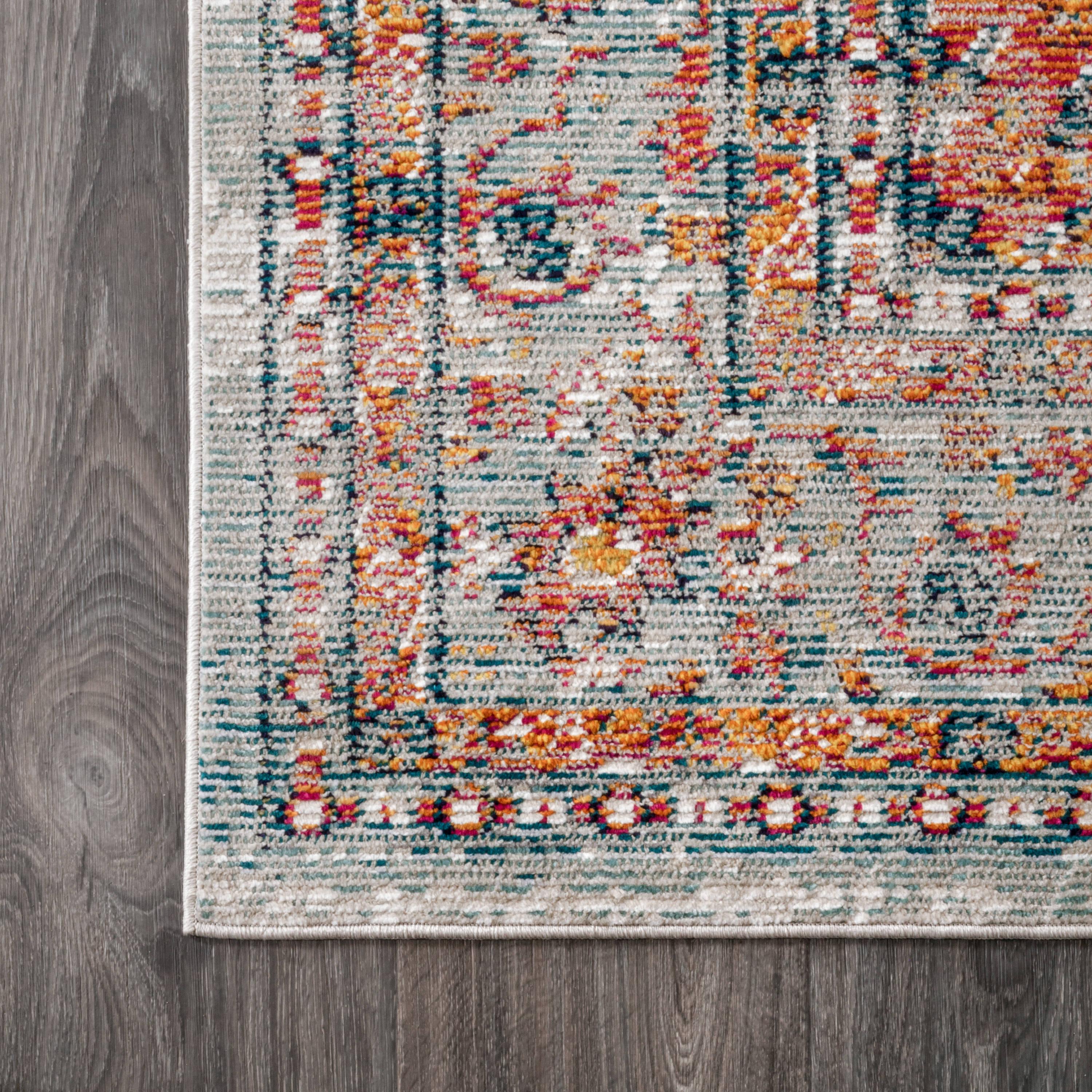 4'x6' Cadiz Vintage Medallion Area Rug, Coral/Turquoise - JONATHAN Y