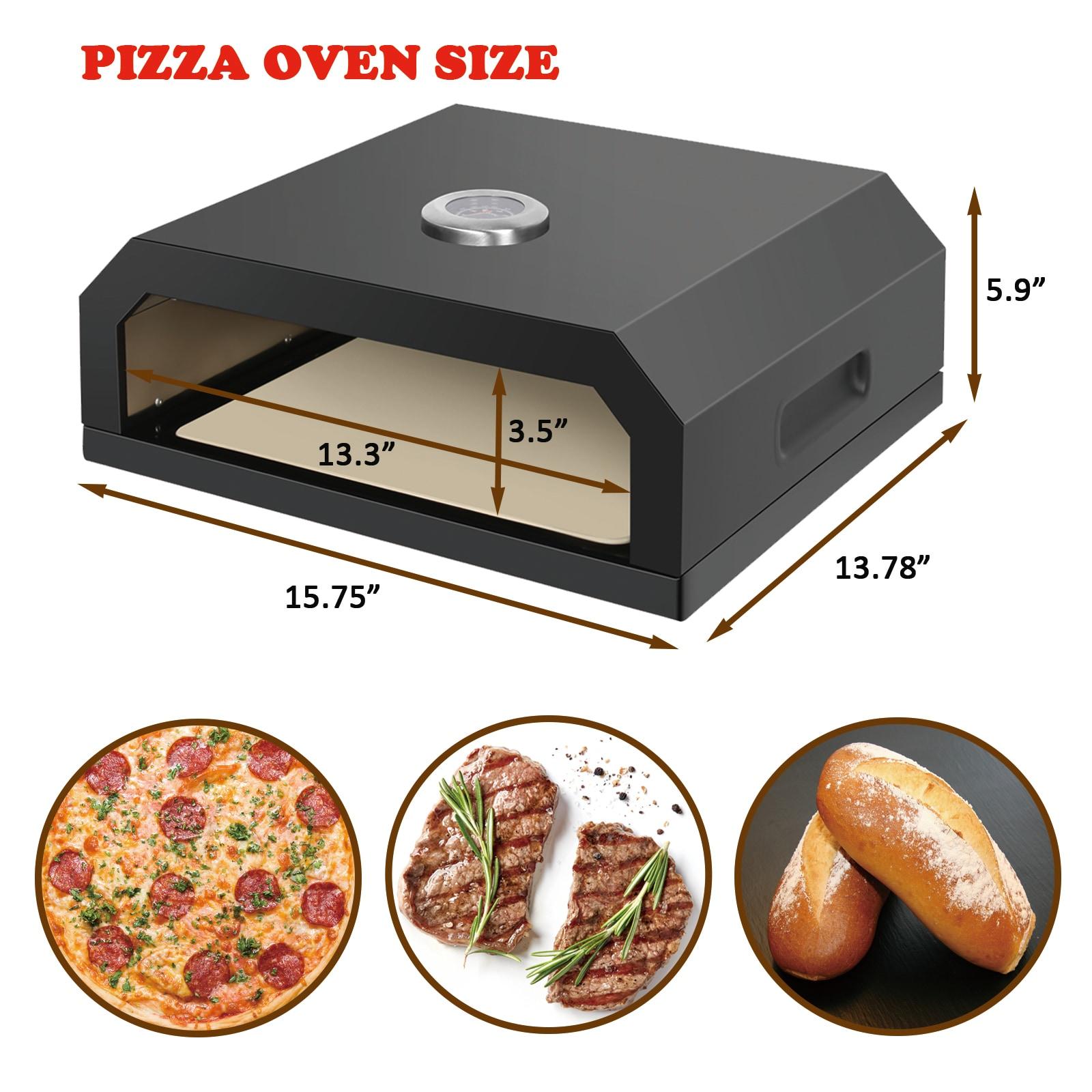GrillFest Grill Top Outdoor Pizza Oven - Baking Stone, Stainless Steel Sides