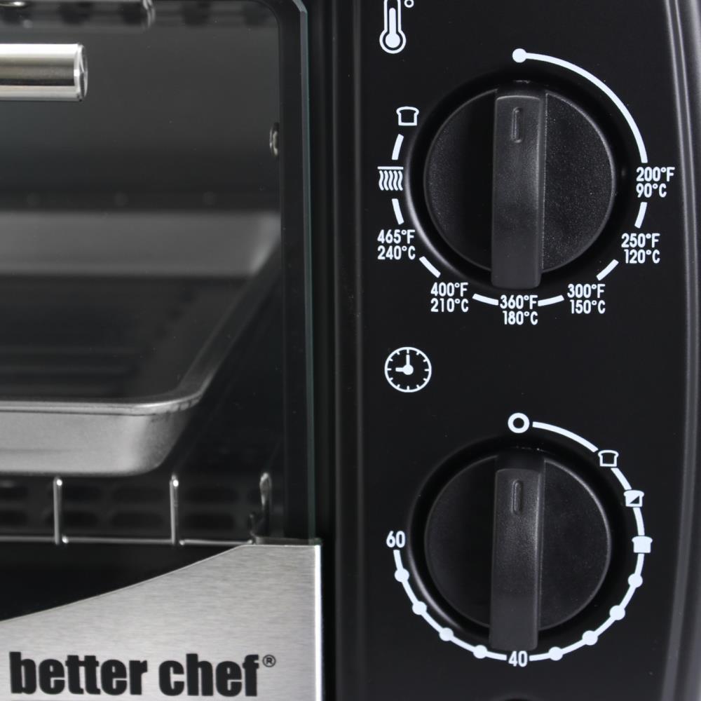 Better Chef 9 Liter Toaster Oven Broiler in Black With Stainless Stell Front