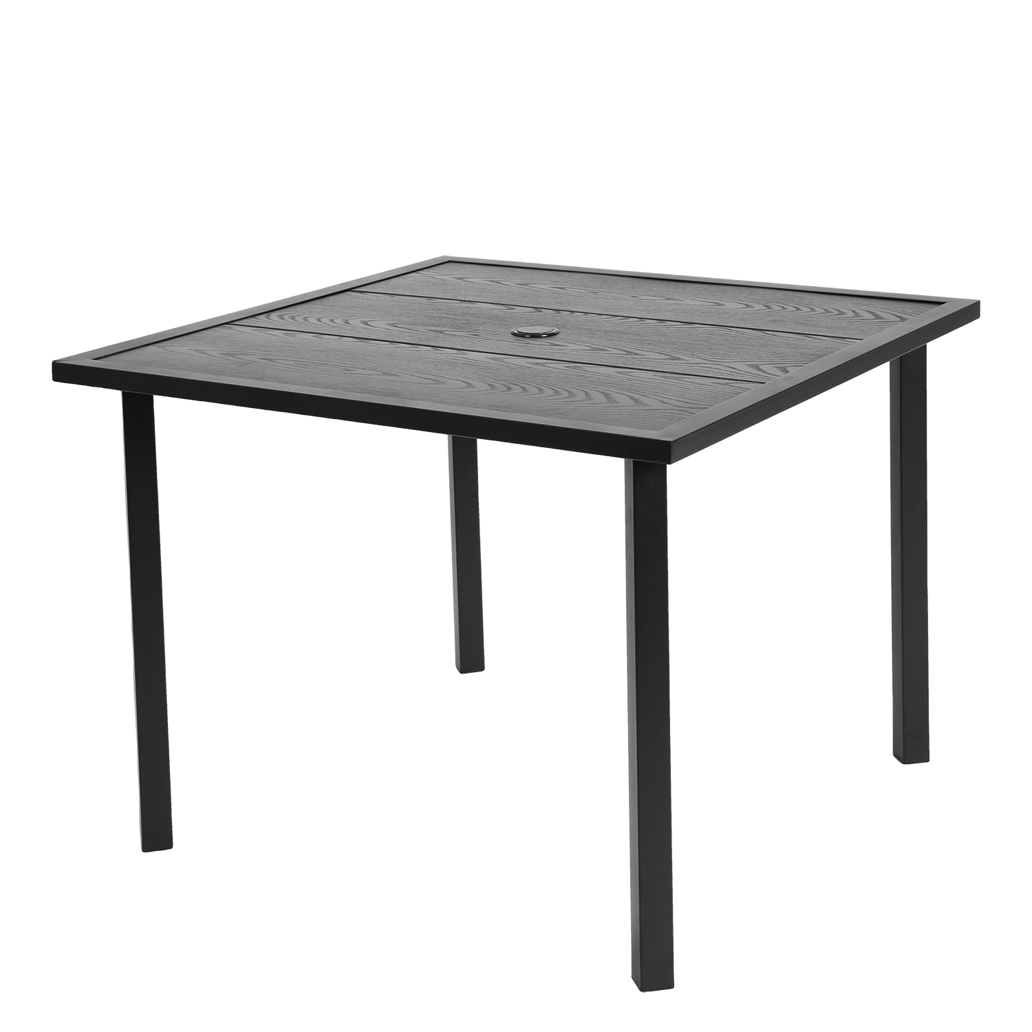 howcoolmall 5 Piece Patio Dining Set for 4, 4 Chairs with Cushions and 1 Square Table with 1.75” Umbrella Hole Outdoor Furniture Set, Black and Brown