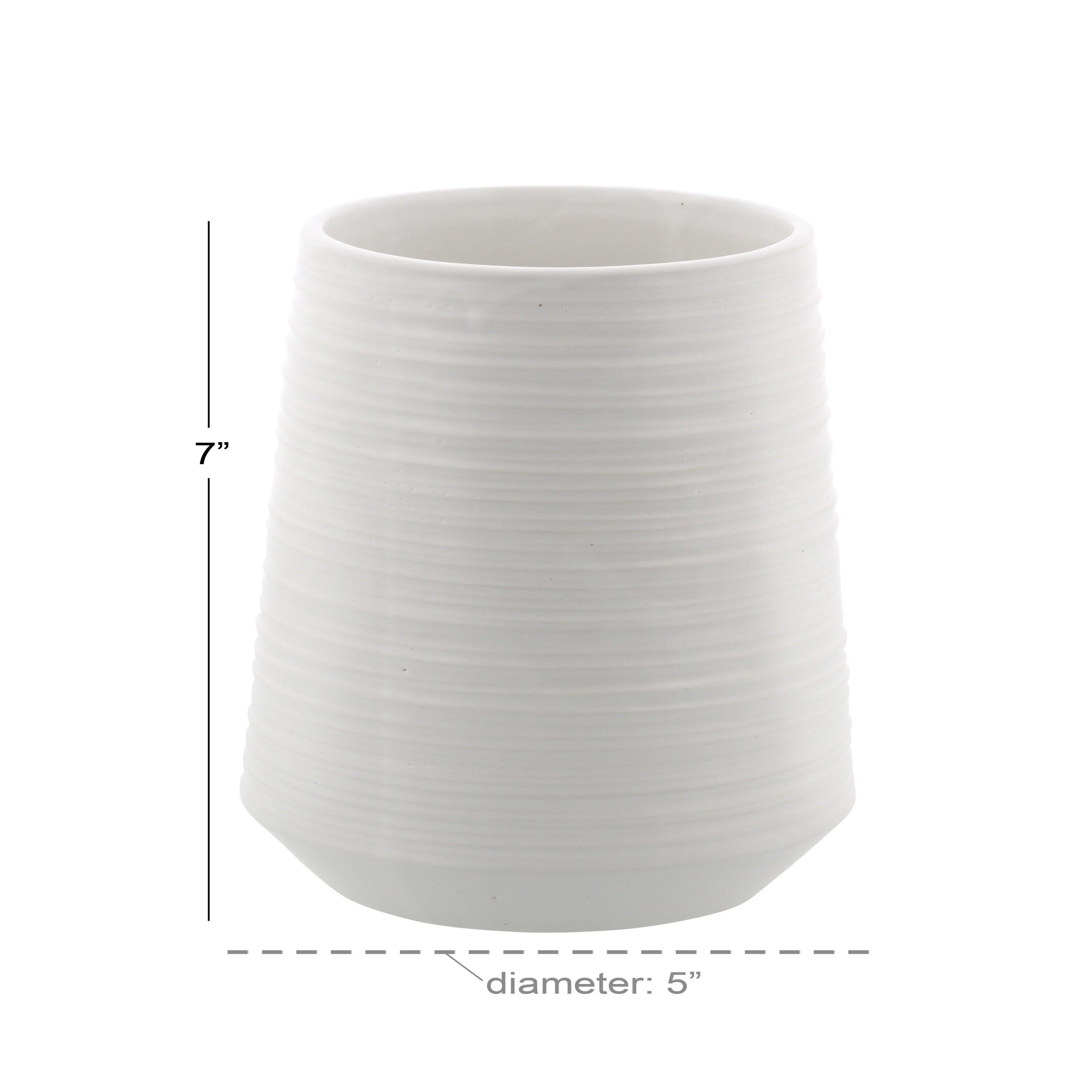 CosmoLiving by Cosmopolitan 7" Ribbed White Porcelain Vase