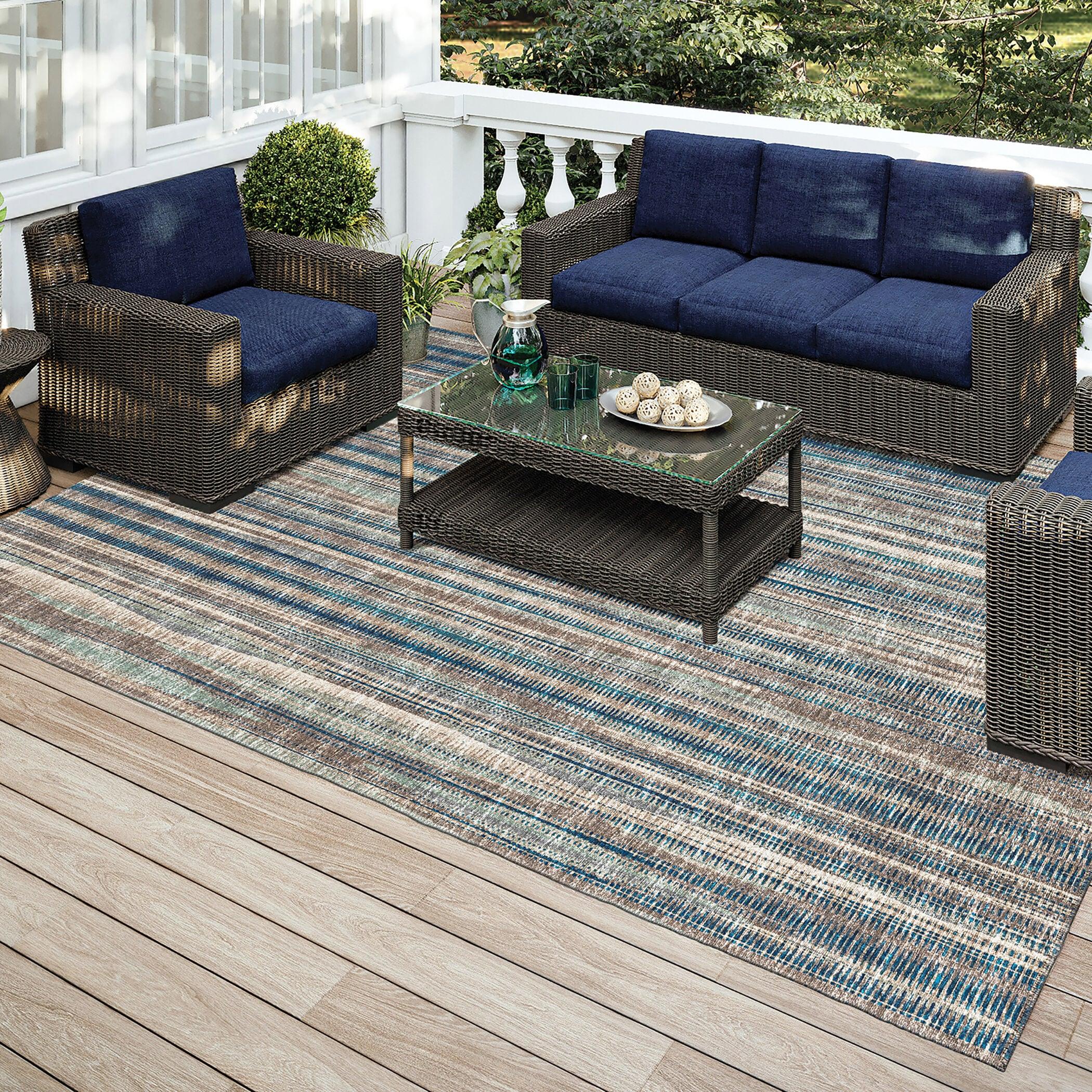 Addison Rugs Indoor/Outdoor Waverly Modern Stripes Washable Rug 3' x 5' - Earth