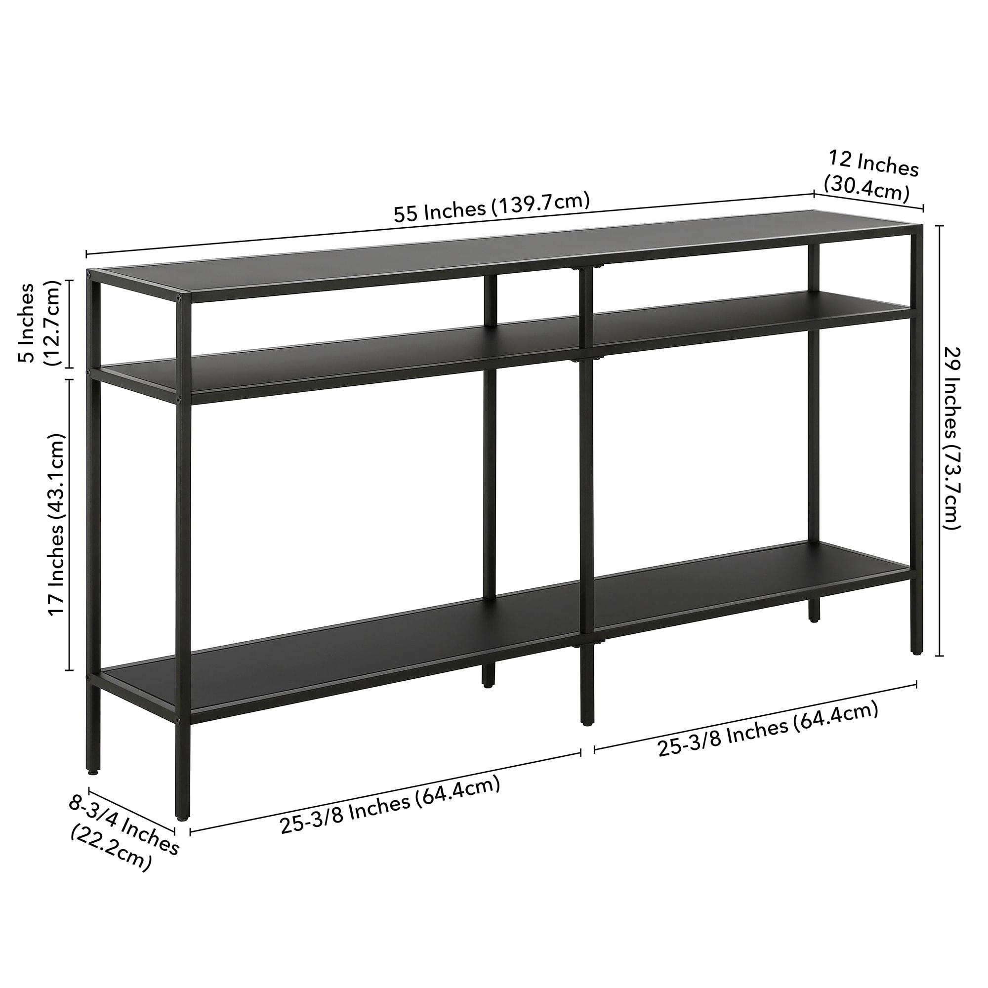 55" Black Bronze Console Table with Metal Shelves - Henn&Hart