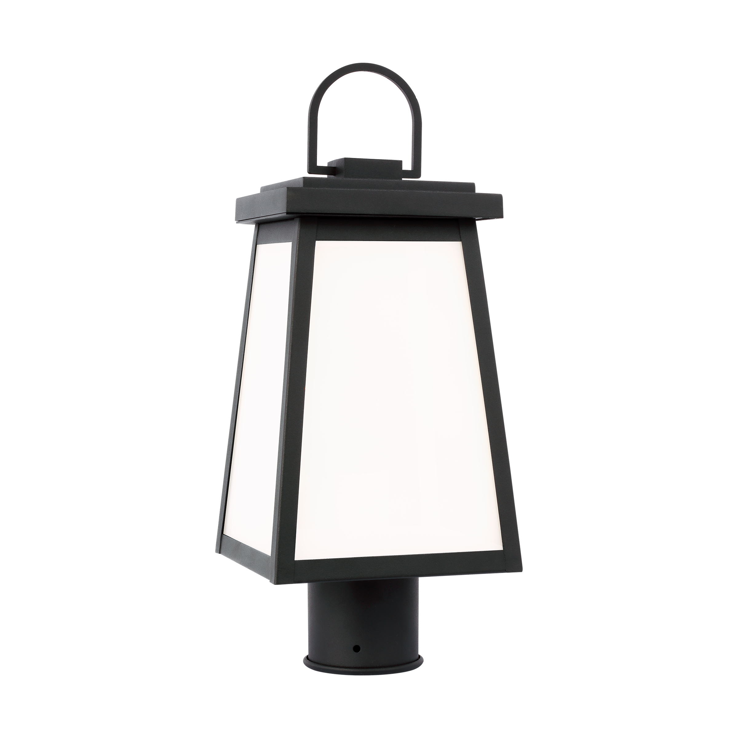 Black Outdoor Post Lantern with Clear Glass Panels