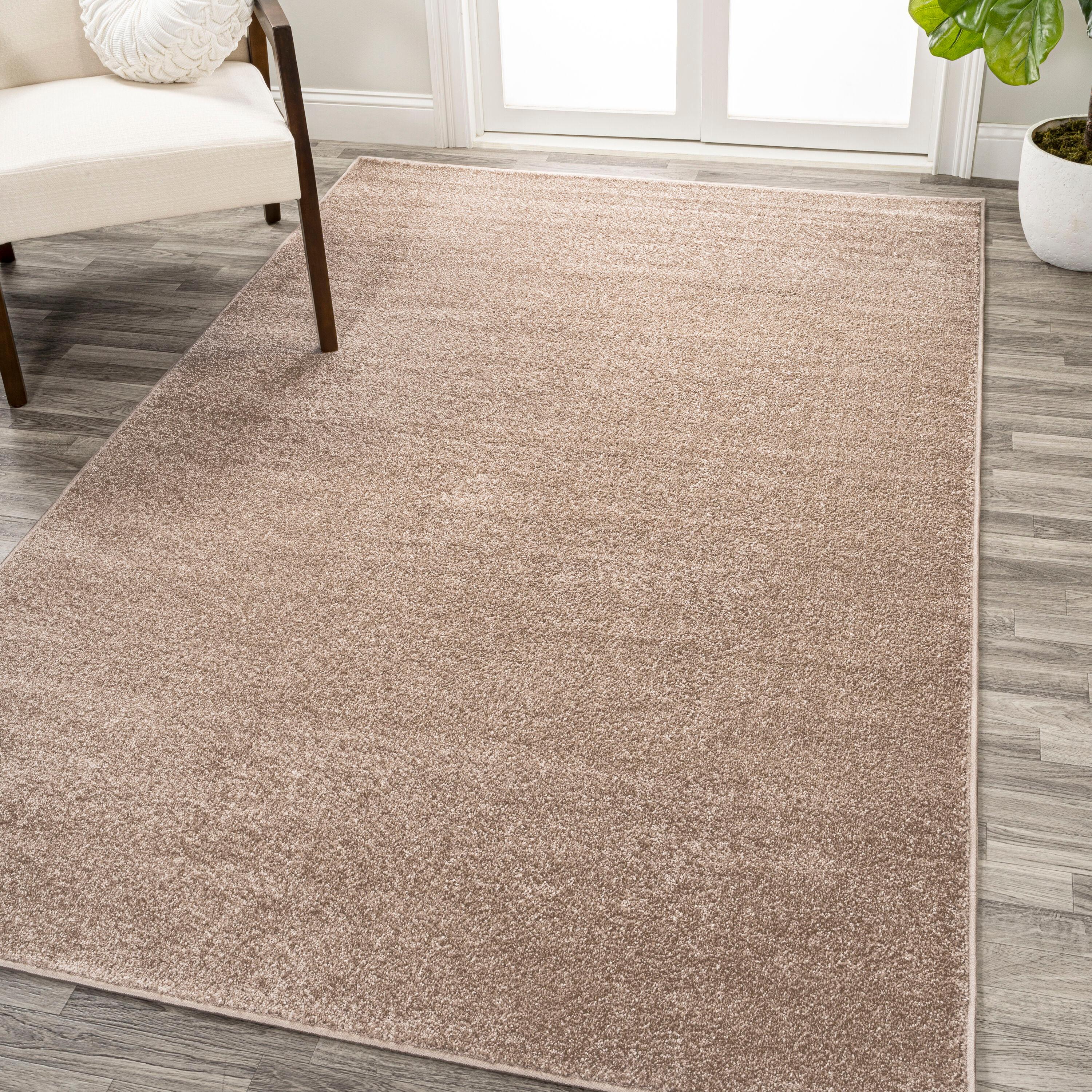 8'x10' Haze Solid Low-Pile Area Rug, Beige - JONATHAN Y