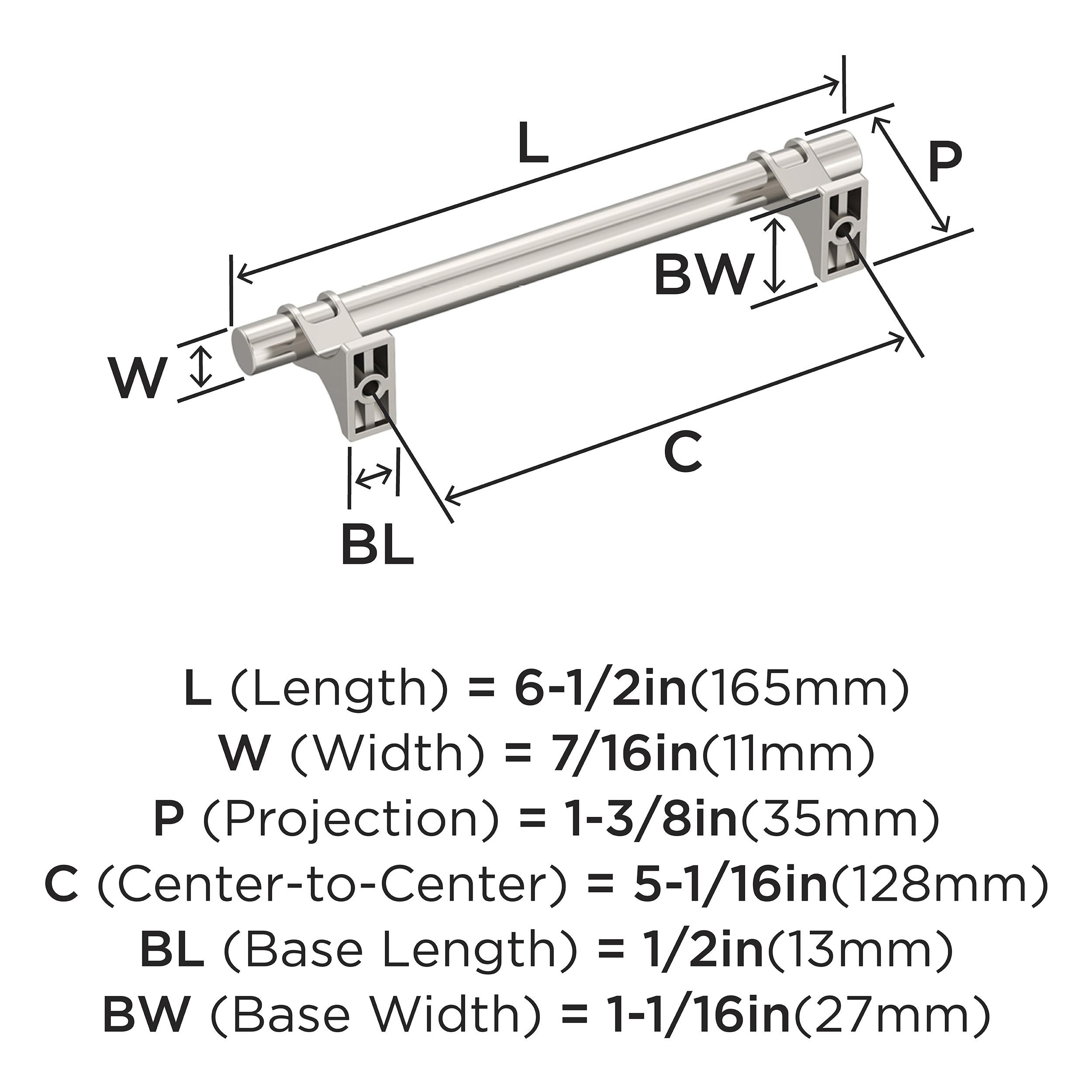 Amerock Davenport 5-1/16 inch (128mm) Center-to-Center Polished Nickel Cabinet Pull