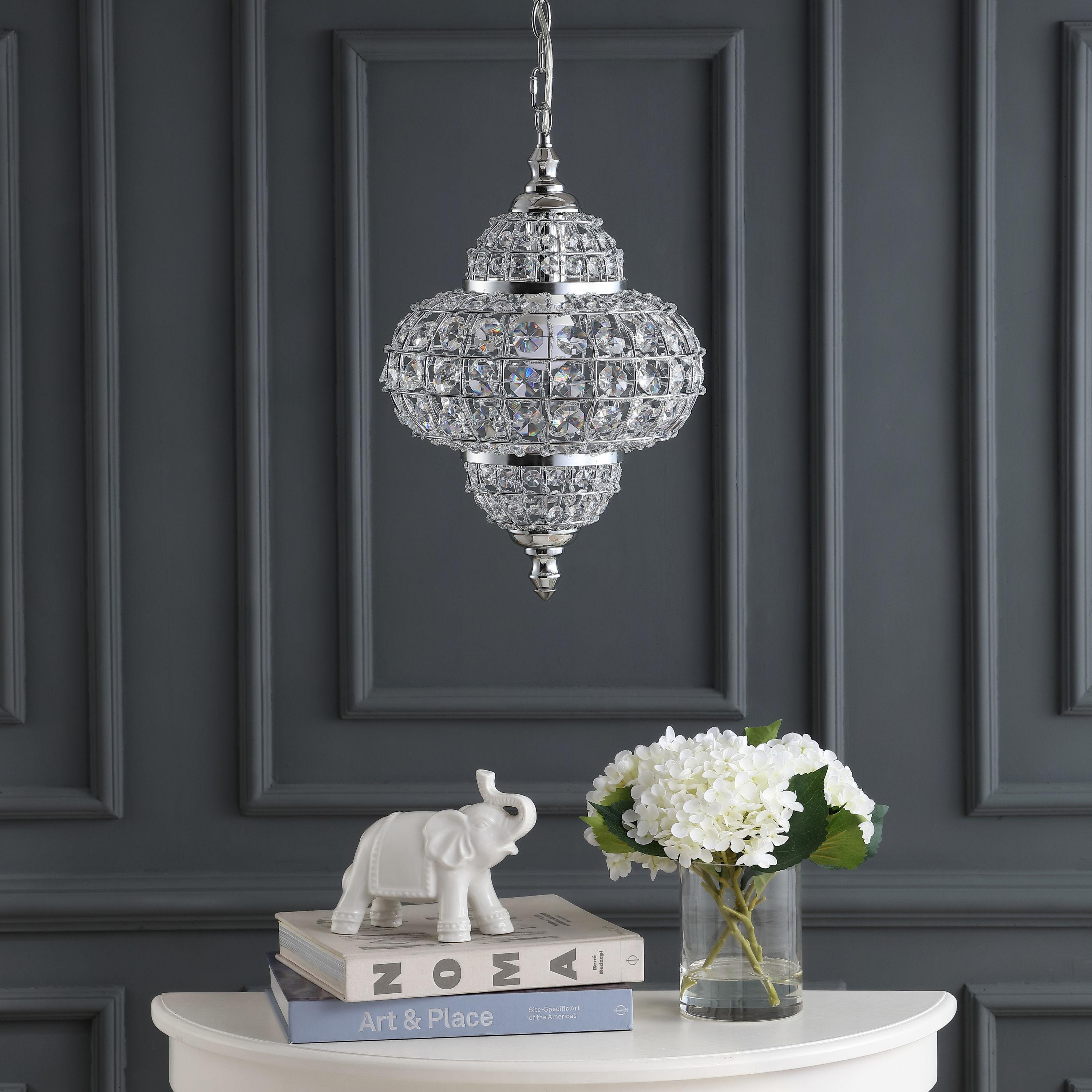 Juliette 12" Crystal/Metal LED Pendant Pendant, Chrome