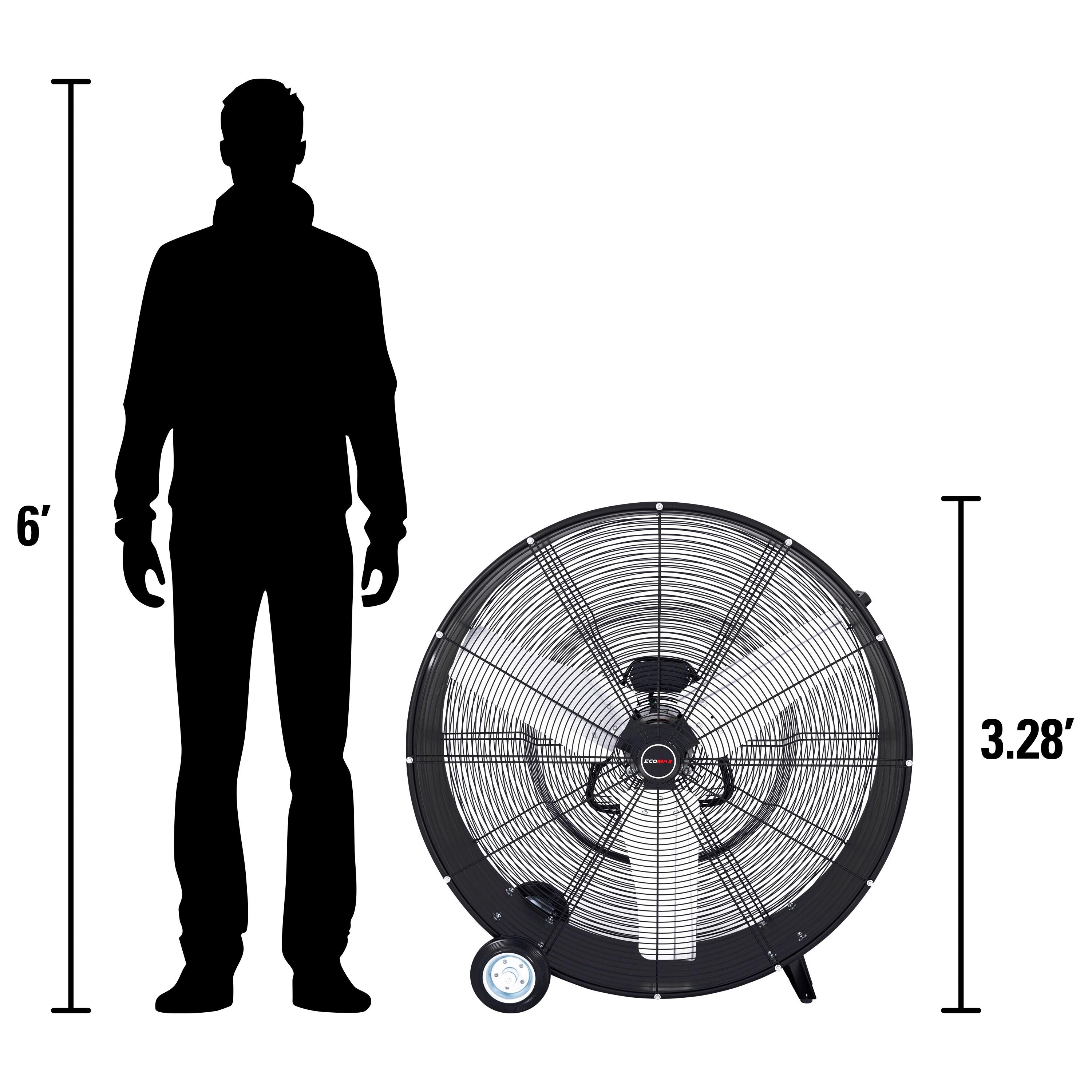 EcoMax 36-inch Black High Velocity Industrial Metal Drum Fan