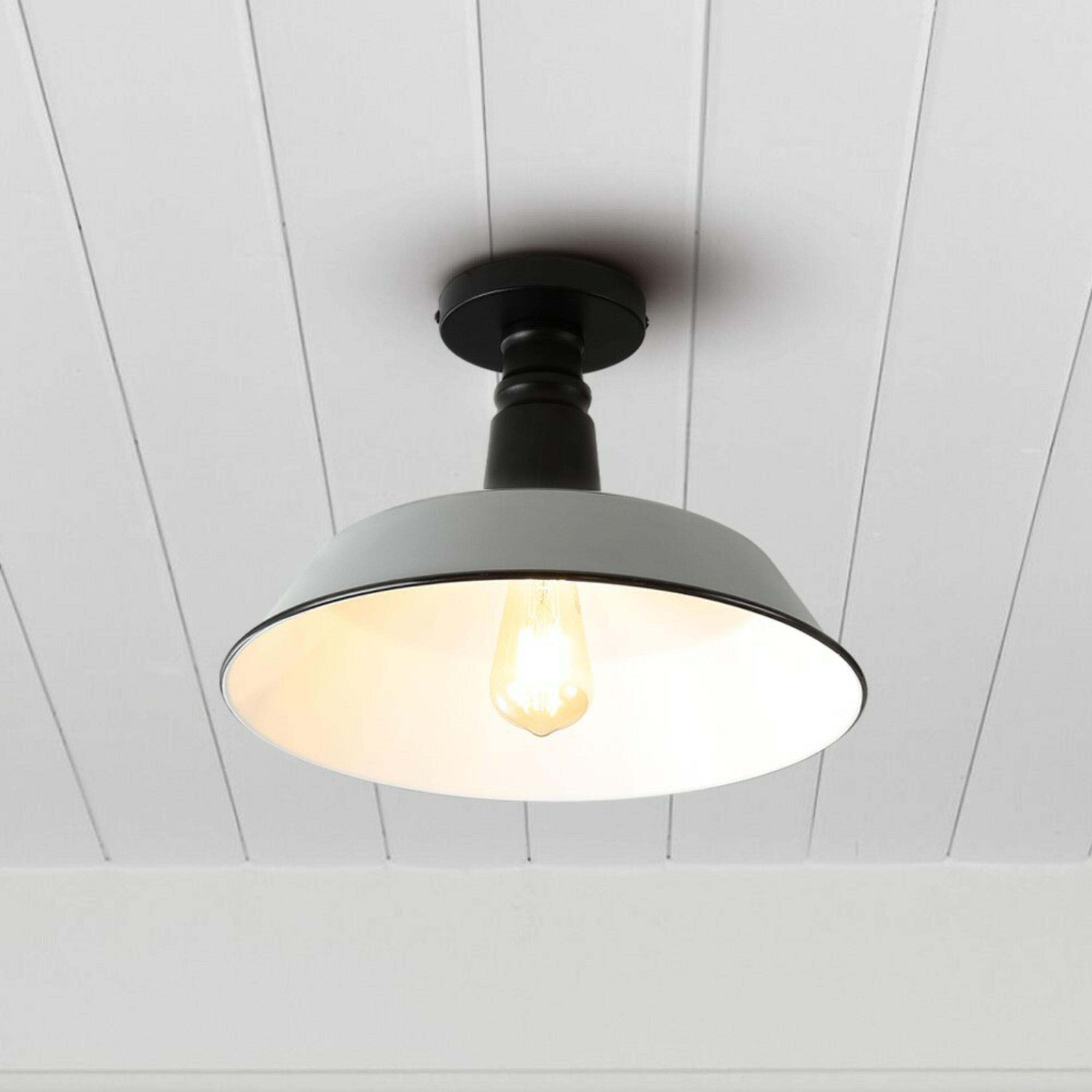Gray and White Glass Industrial Semi Flush Mount Light