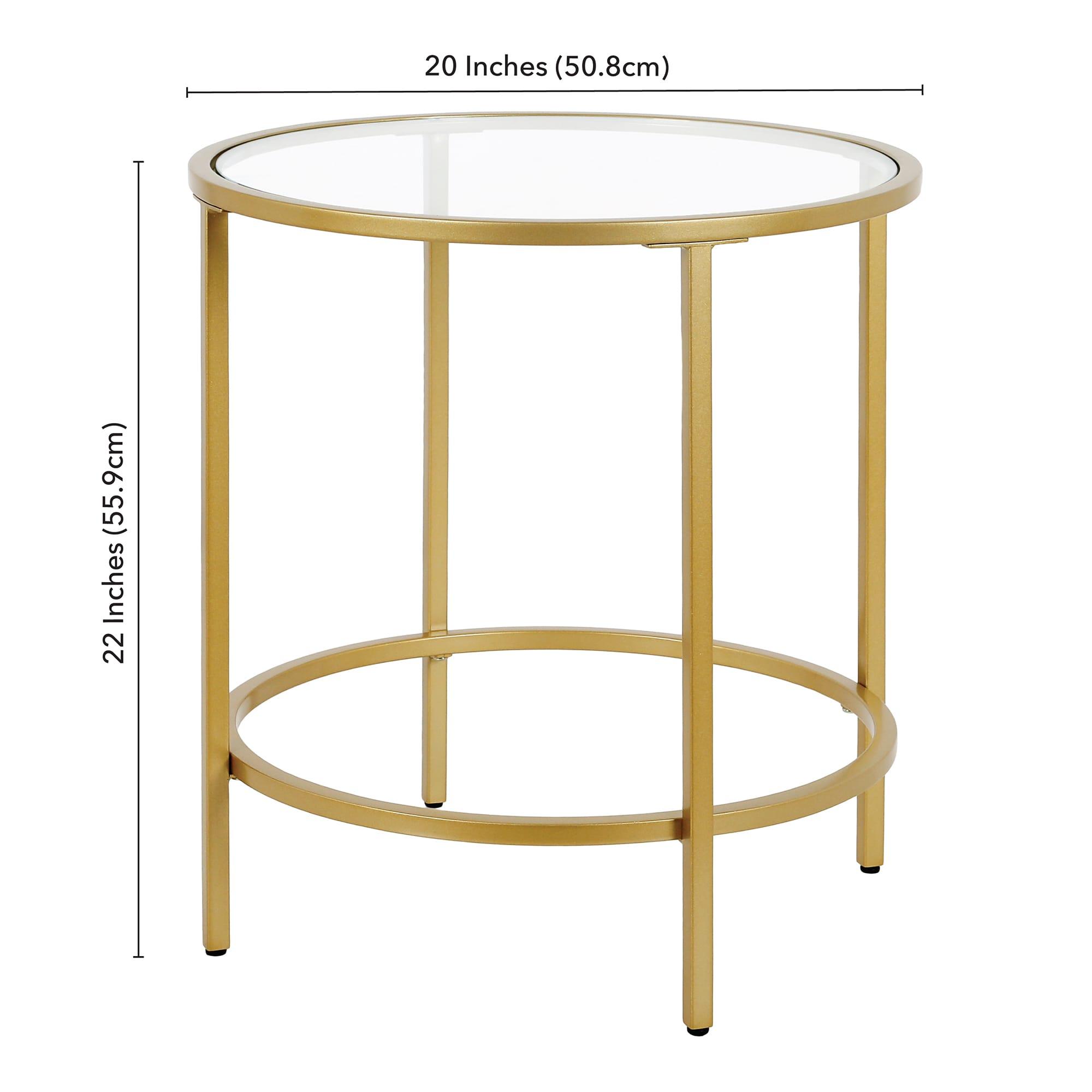 Evelyn&Zoe Sivil 20" Wide Round Side Table, Brass