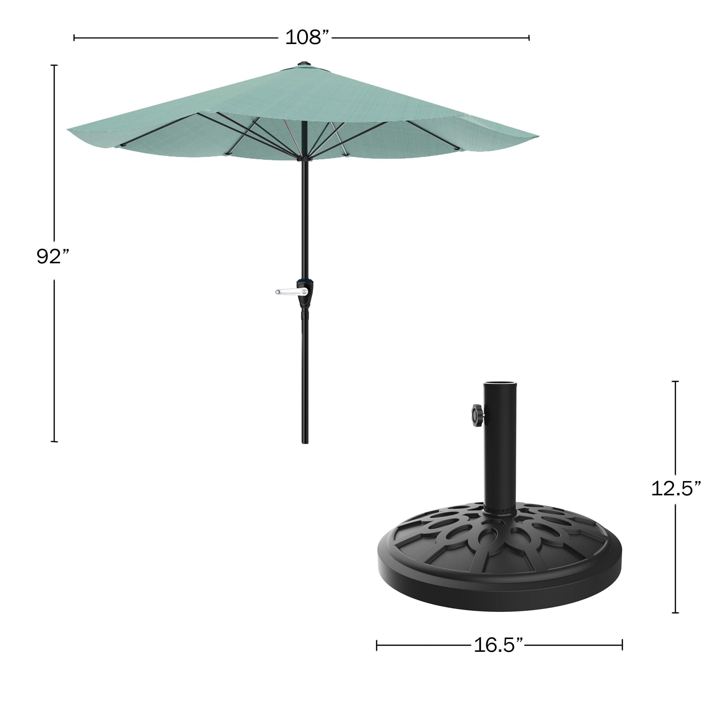 Pure Garden 9-ft Steel Green No-tilt Market Patio Umbrella with Base