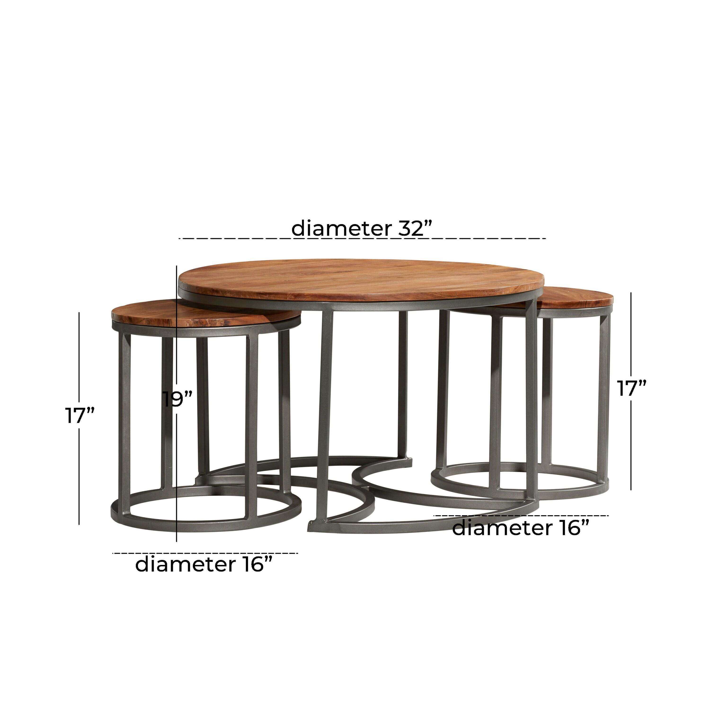 Set of 3 Contemporary Metal Coffee Tables Brown - Olivia & May