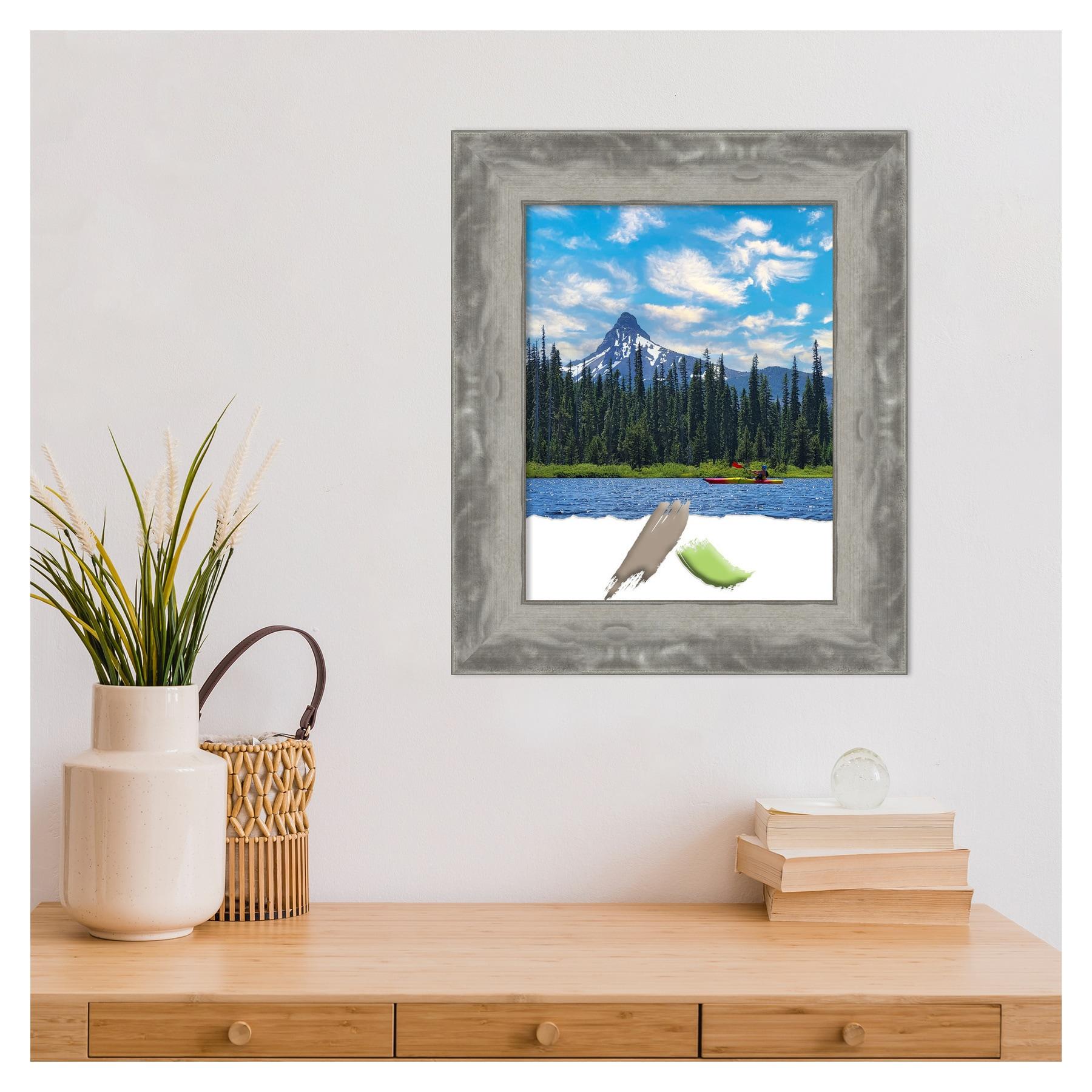 Amanti Art Waveline Silver Narrow Picture Frame Opening Size 11x14 in.