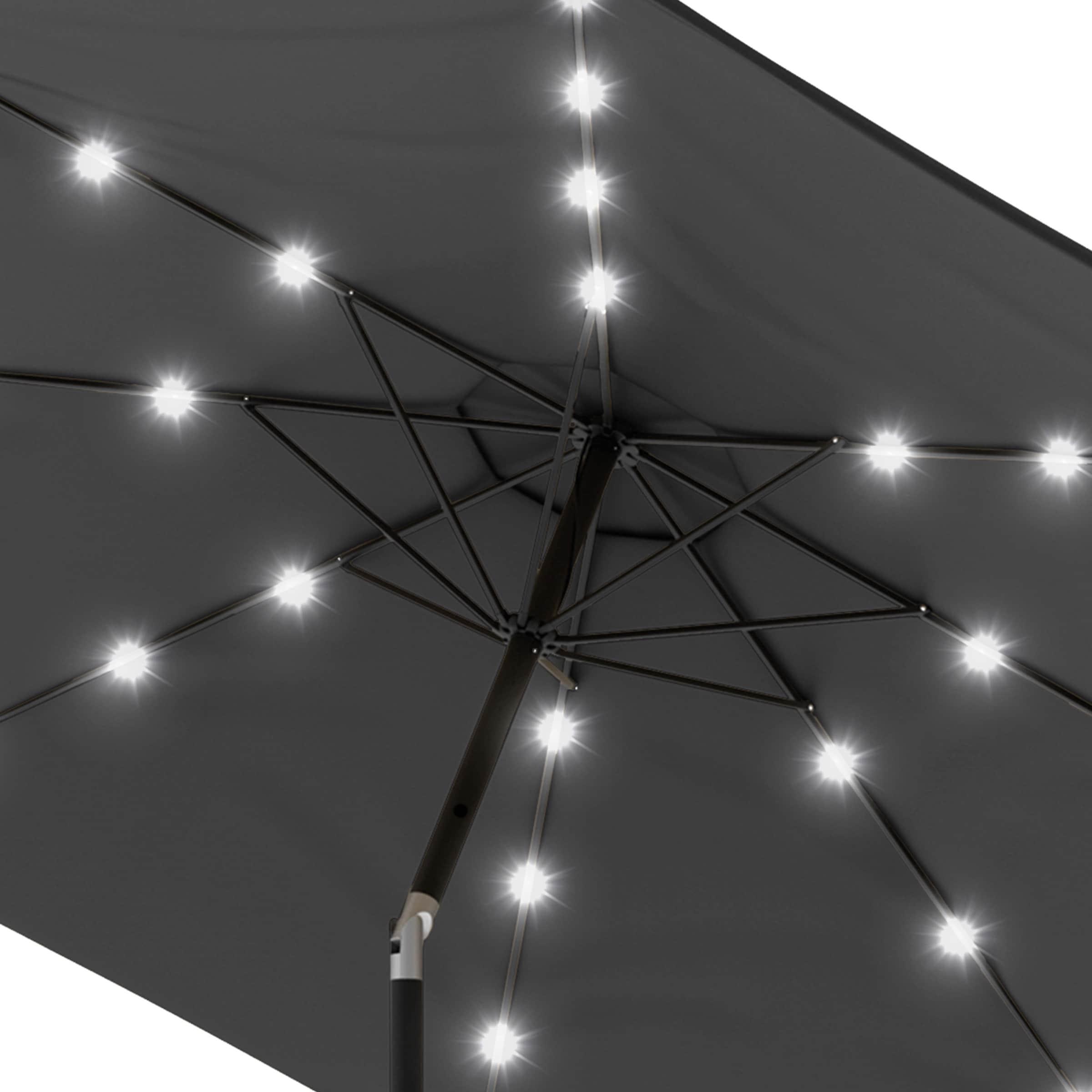 Pure Garden 10' Octagon Outdoor Patio Market Umbrella: Solar LED, Water-Resistant, Steel Frame