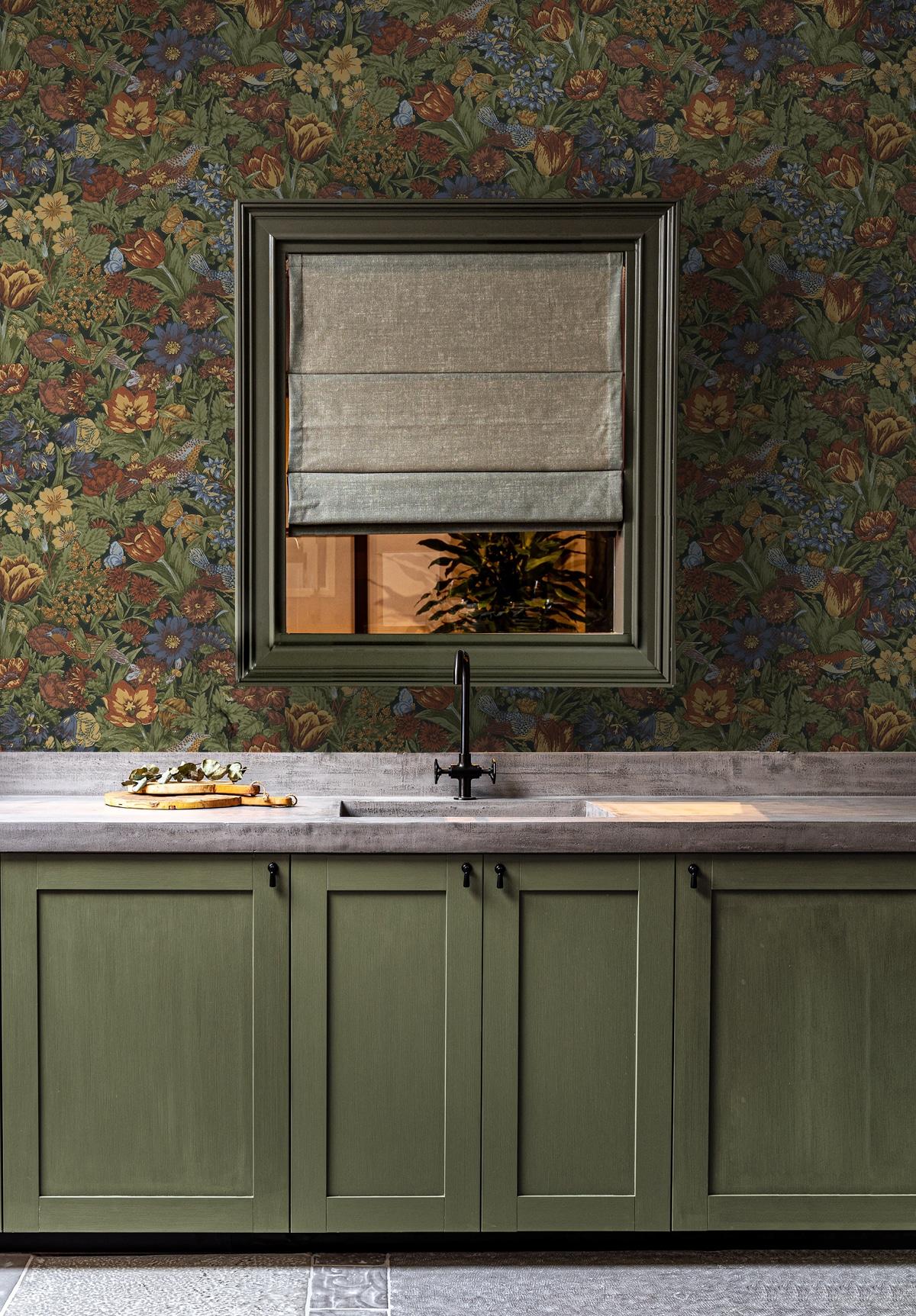 NextWall Russet and Riverside Bird Floral Peel and Stick Wallpaper