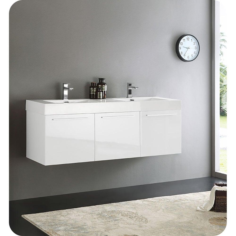 Vista 60'' Wall Mounted Modern Double Bathroom Vanity with Acrylic Vanity Top