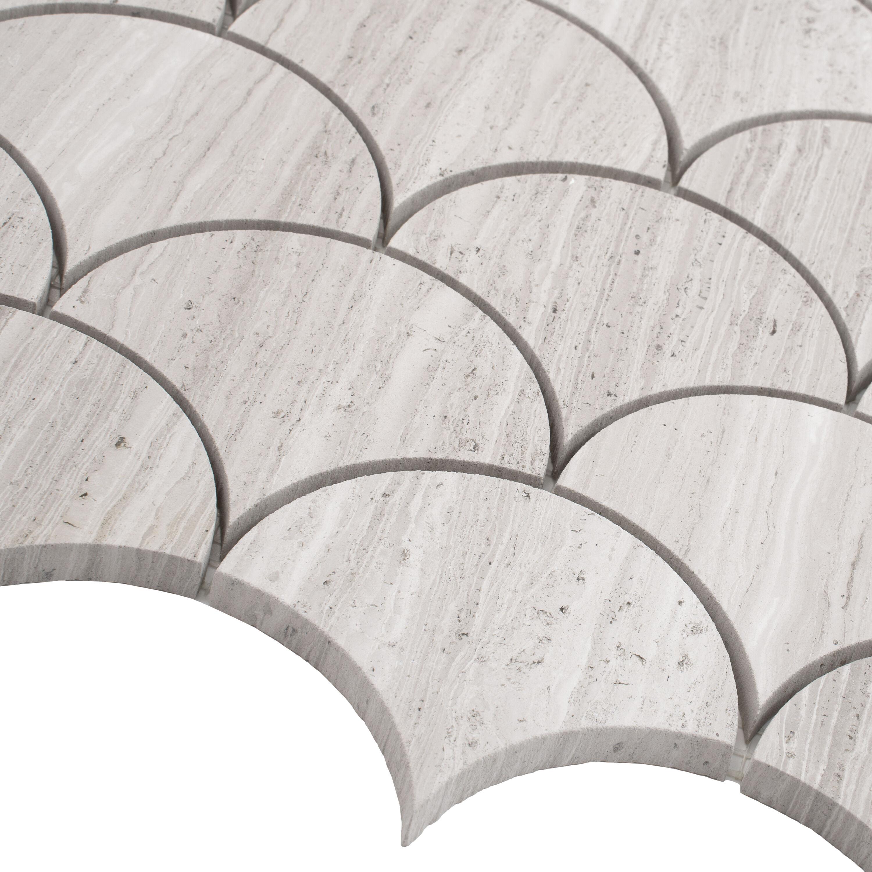 Apollo Tile    Gray 11.8-in. x 11.8-in. Scalloped Polished Marble Mosaic Floor and Wall Tile (4.83 Sq ft/case)
