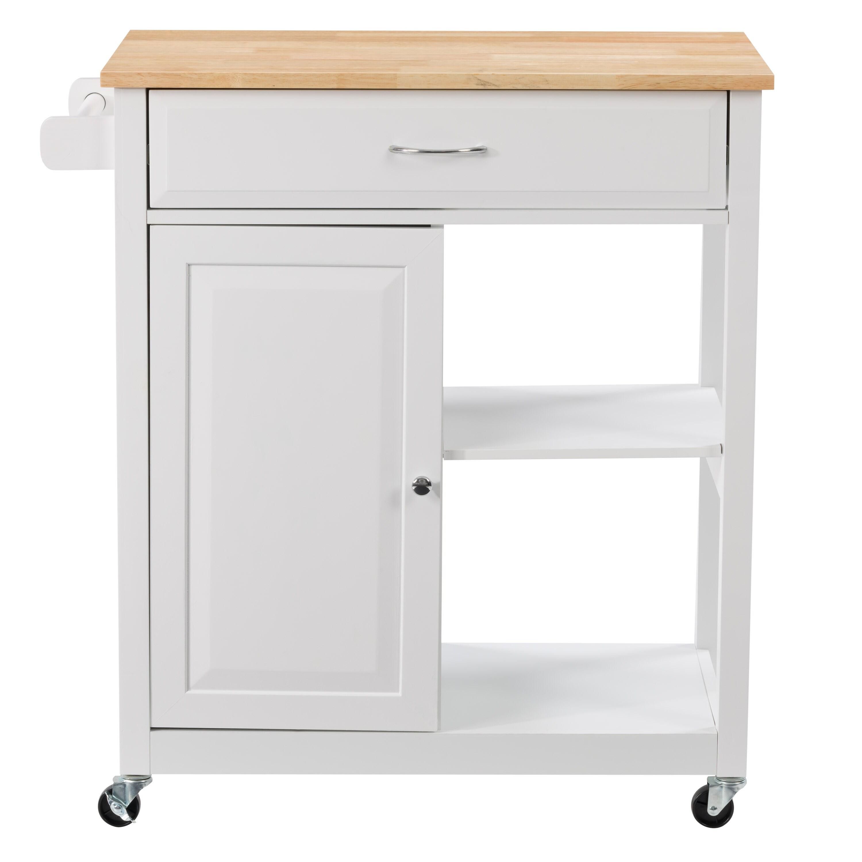 Sage Wood Kitchen Cart with Cupboard White - CorLiving