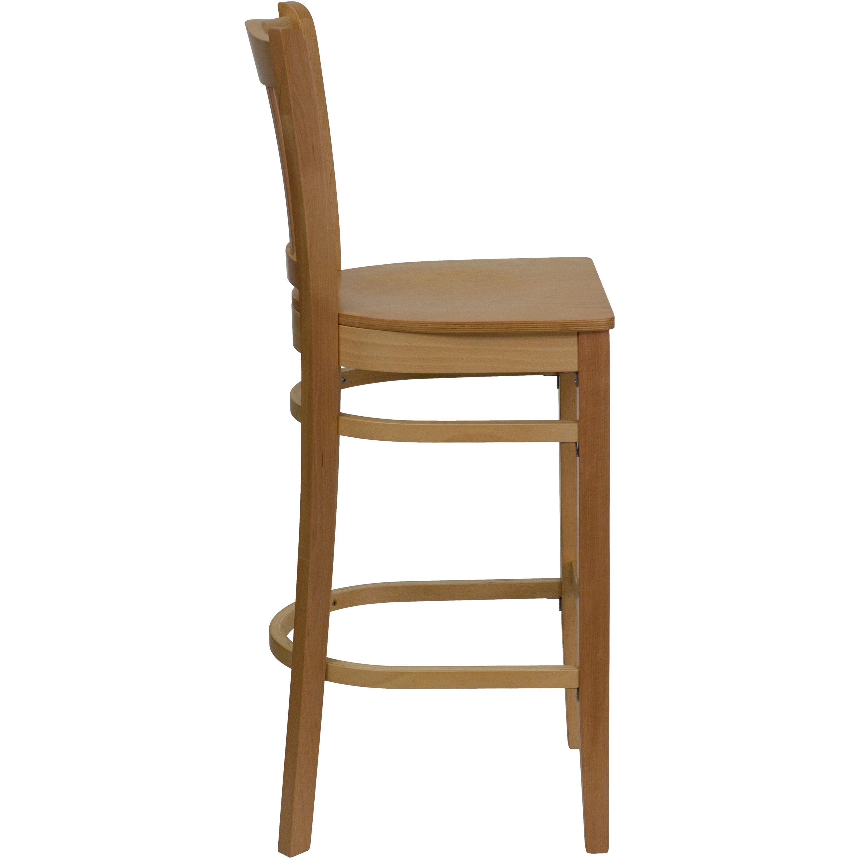 Flash Furniture HERCULES Series Vertical Slat Back Natural Wood Restaurant Barstool