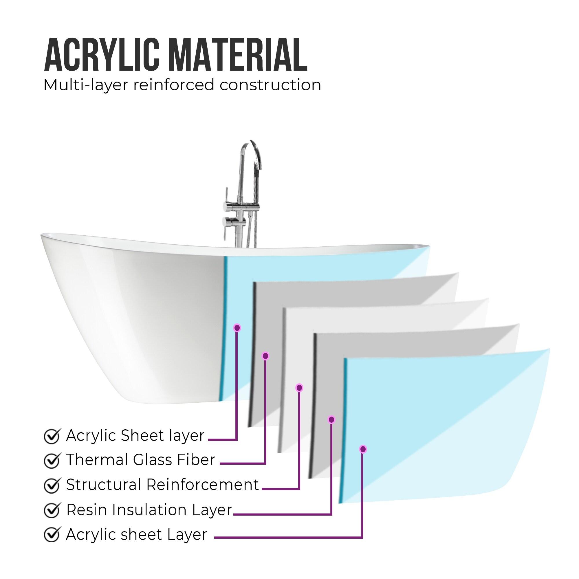 Maya 55" x 28" Freestanding Soaking Acrylic Bathtub