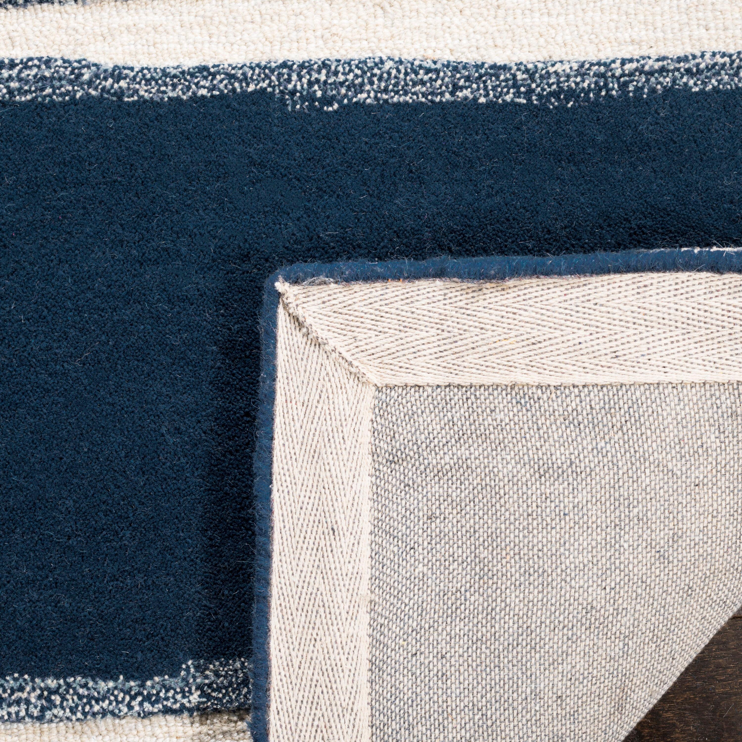 Martha Stewart Chalk Stripe - MSR3617 - Indoor Hand Tufted Area Rugs - Wrought Iron/Navy - 3'x5'
