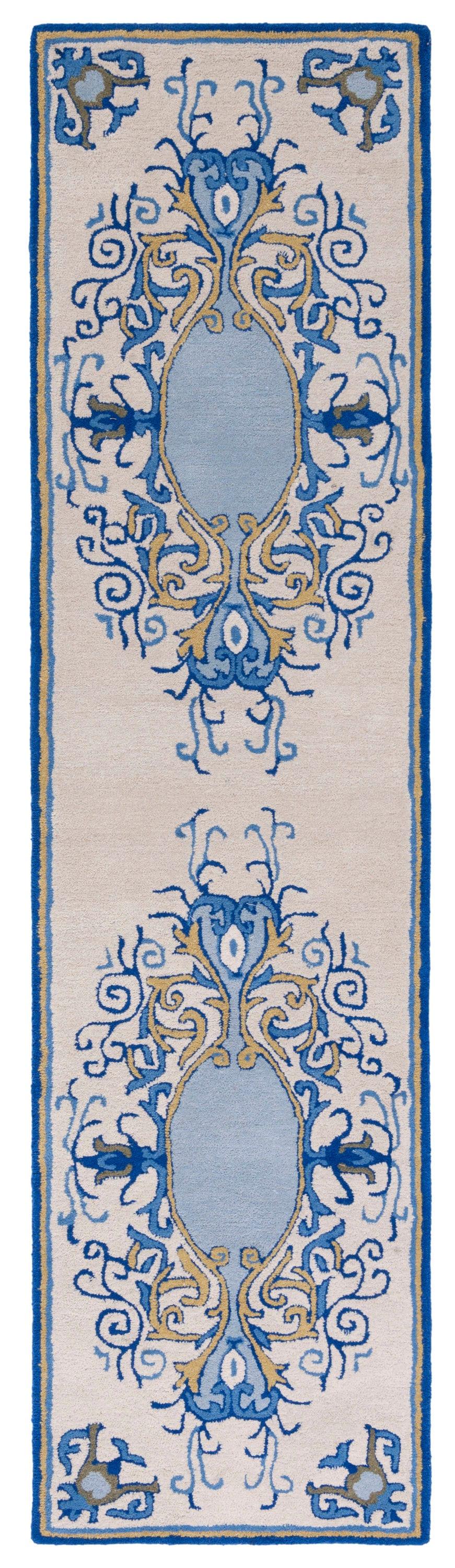 Empire EM601 Hand Tufted Runner Rug - Blue/Ivory - 2'3"x9' - Safavieh.