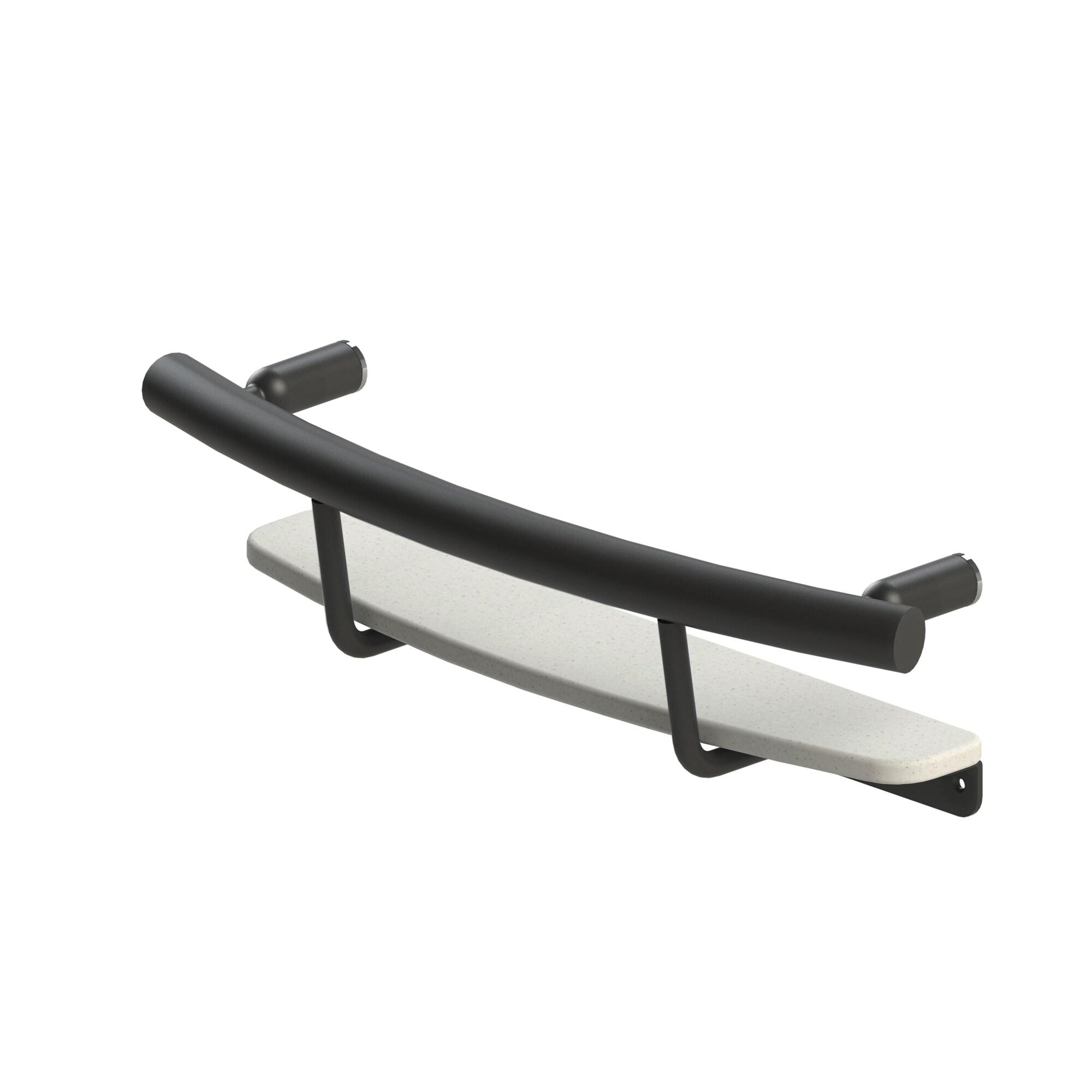 Invisia™ Shampoo Shelf 20" in Matte Black, Designer Luxury Grab Bar (500 lb. Capacity)