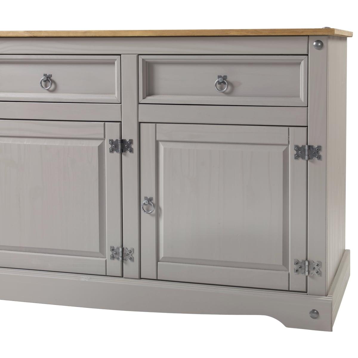 65.91 x 31.73 x 16.93 in. Cottage Series Wood Buffet Sideboard, Corona Gray