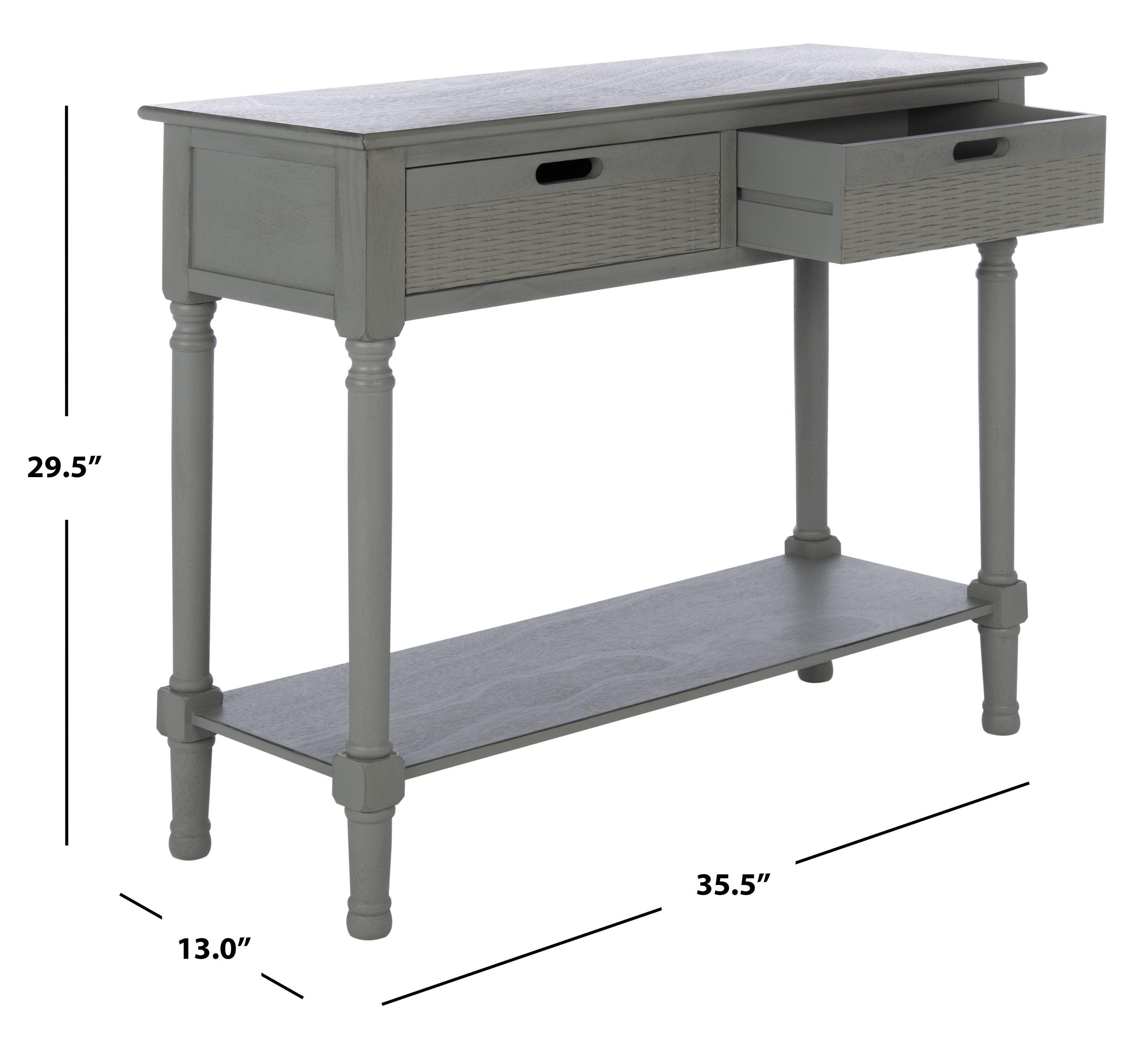 Distressed Gray Wood Console Table with Storage Drawers