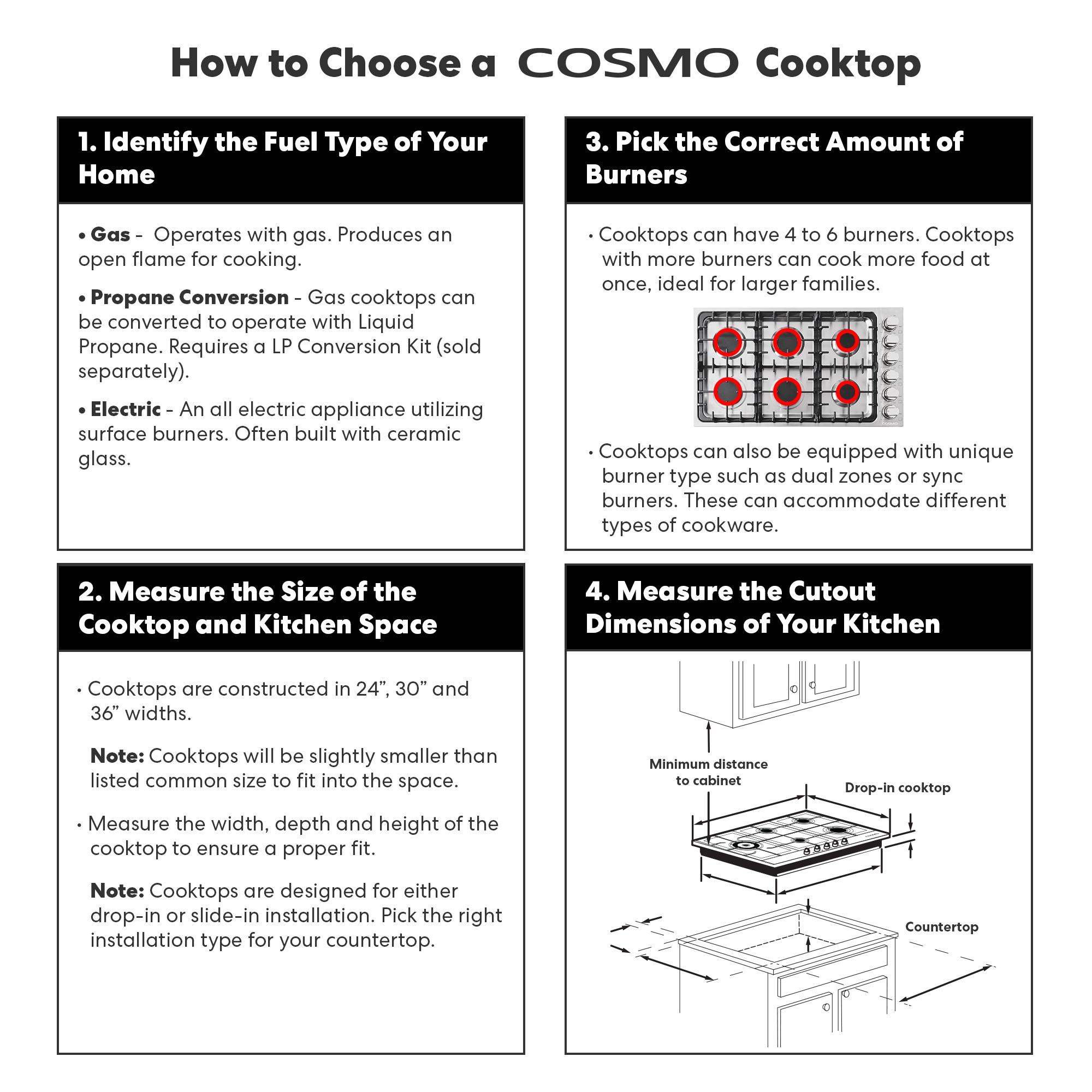 36-Inch Stainless Steel Gas Cooktop with 6 Burners