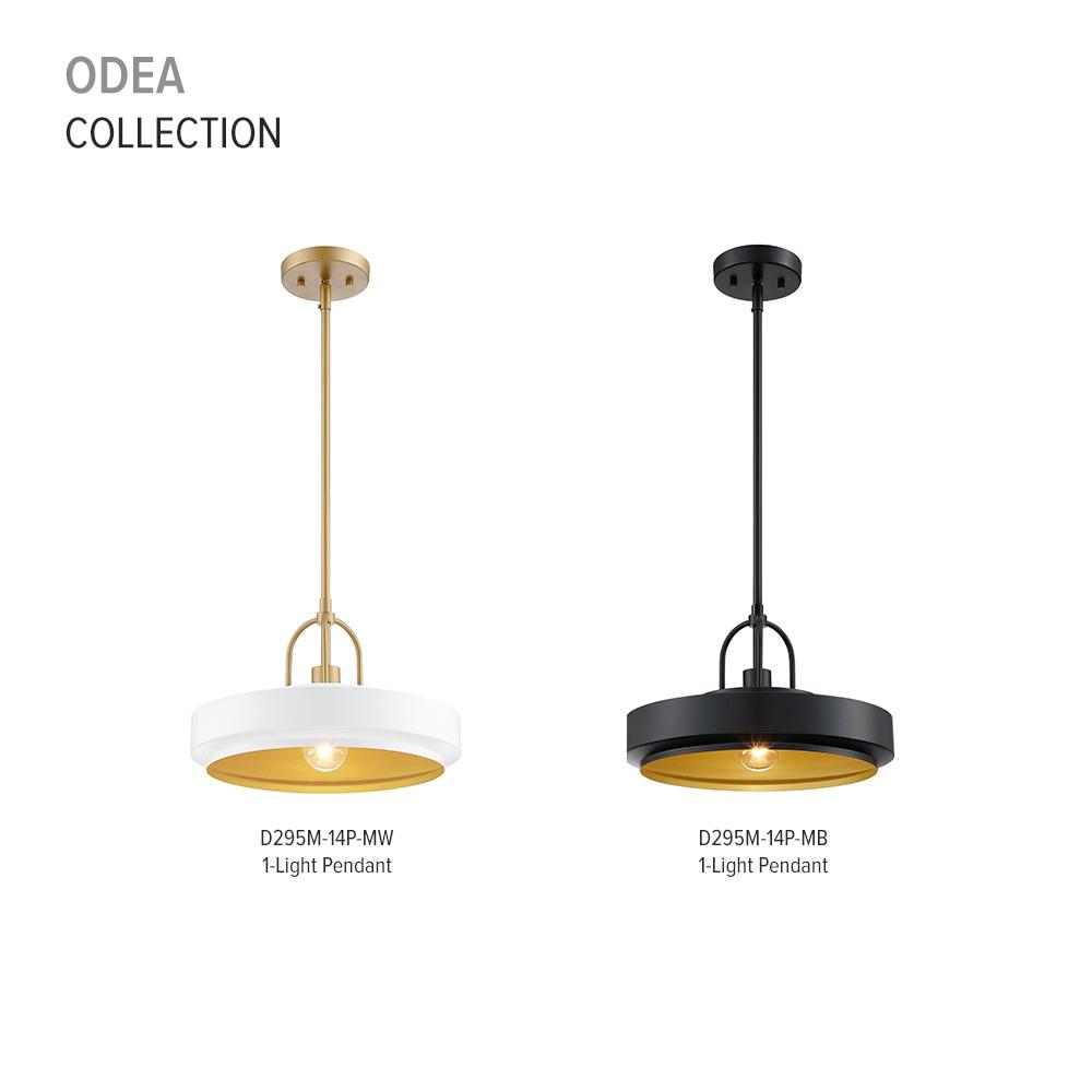 Designers Fountain Odea 14 inch 1-Light Matte Black Transitional Pendant Light, D295M-14P-MB